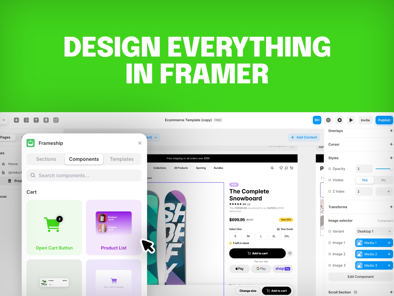 Screenshot 3 for Frameship, a Framer Marketplace plugin by Insert Frame.