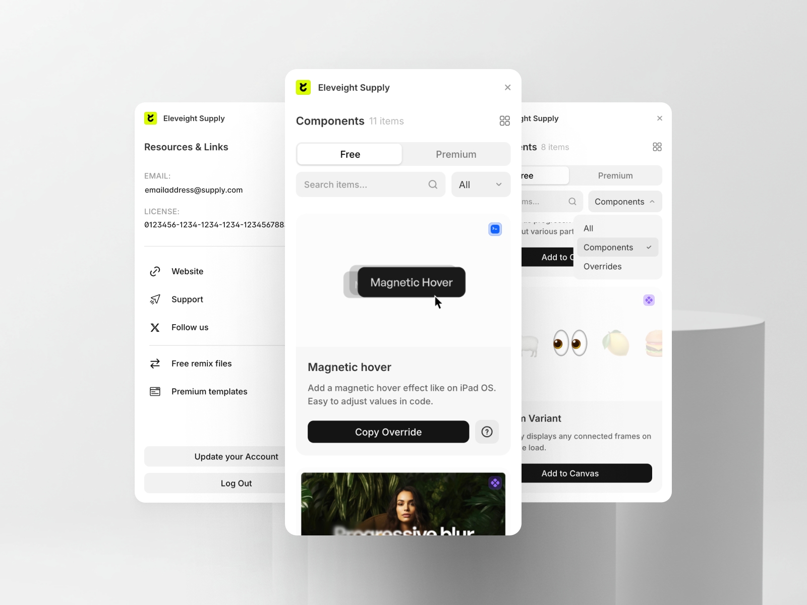 Thumbnail 2 for Eleveight Supply, a Framer Marketplace template by Fabian Albert.
