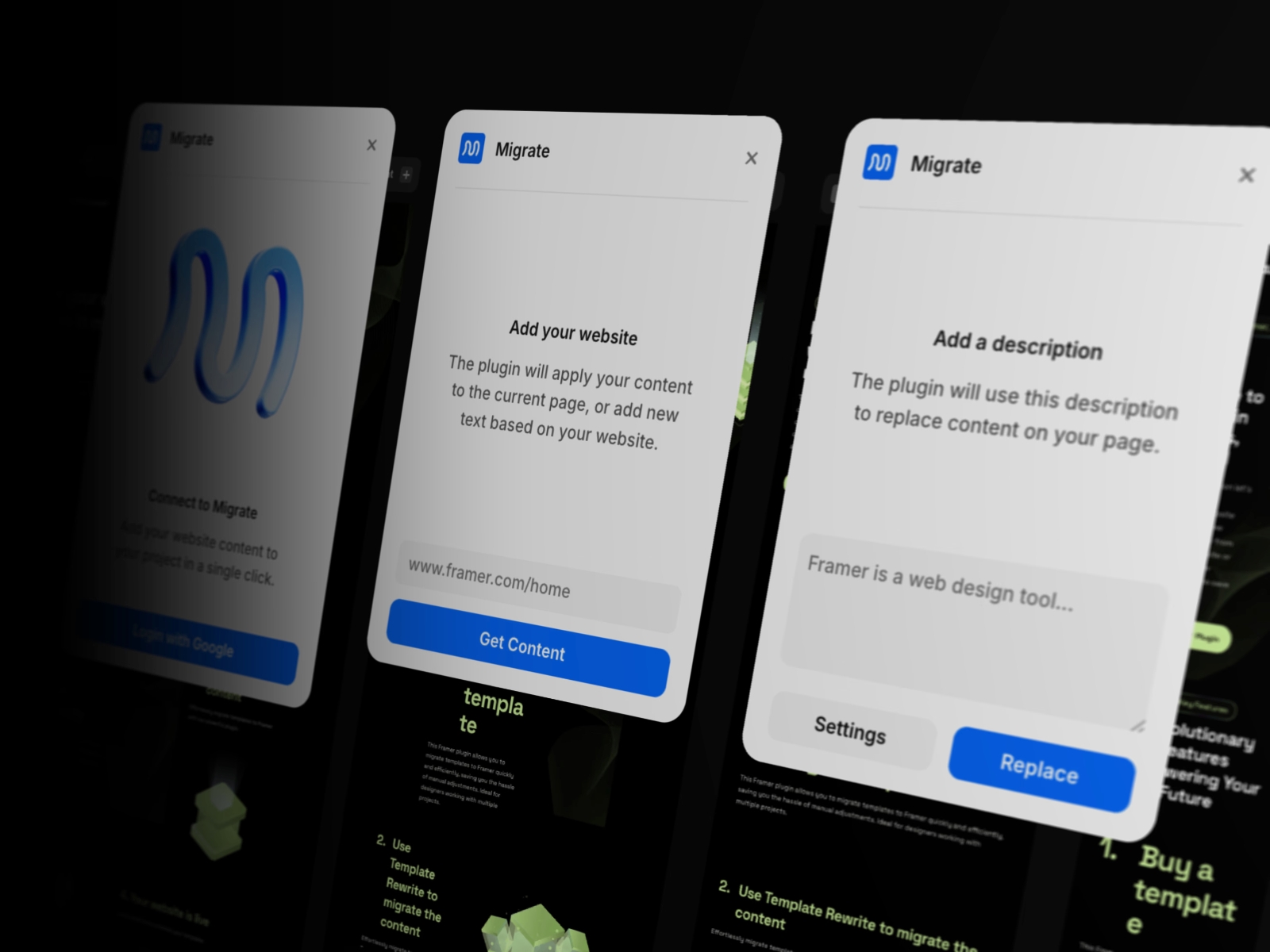 Thumbnail 2 for Migrate, a Framer Marketplace plugin by Tommy D. Rossi.