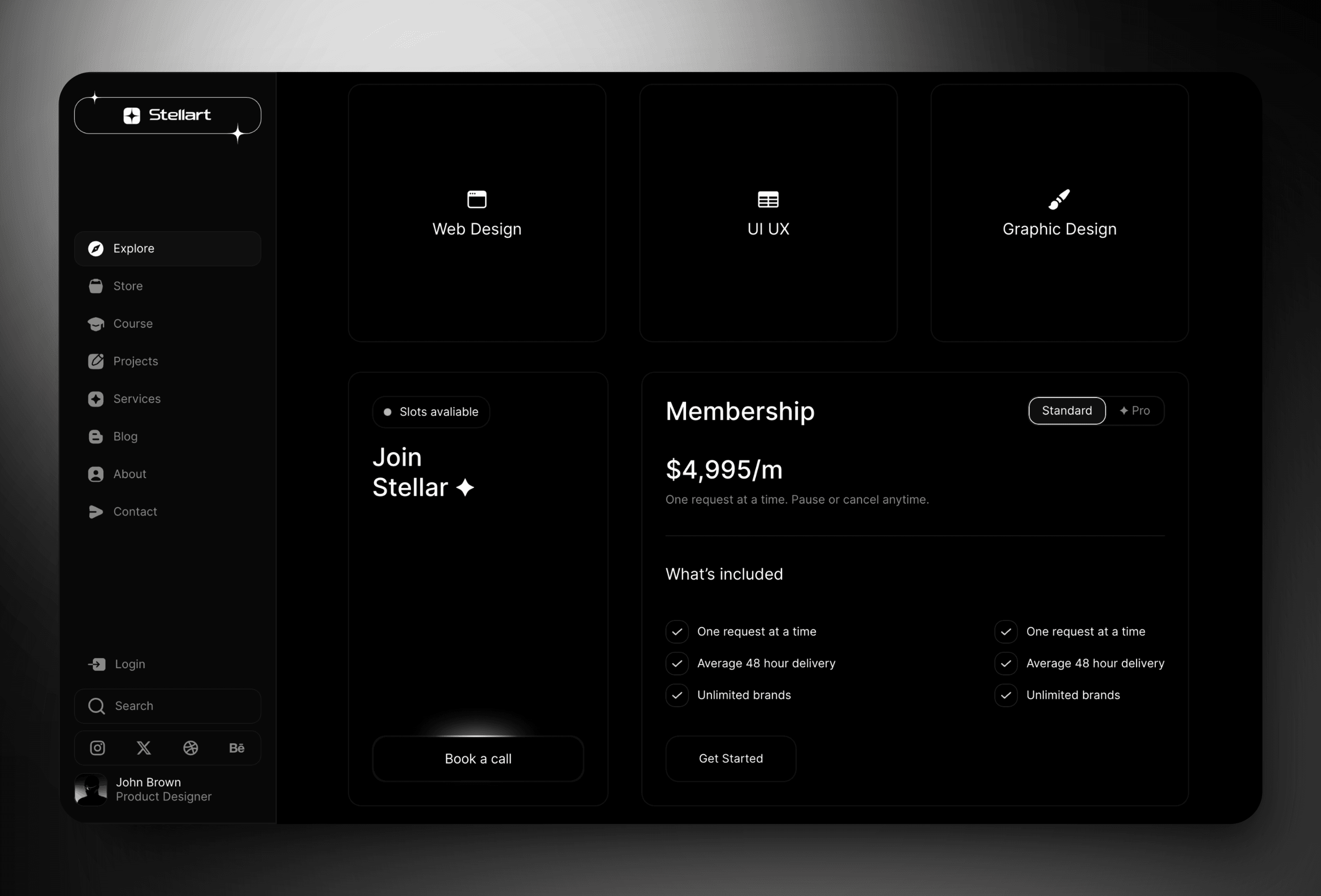 Screenshot 4 for Stellart, a Framer Marketplace template by orbitx.