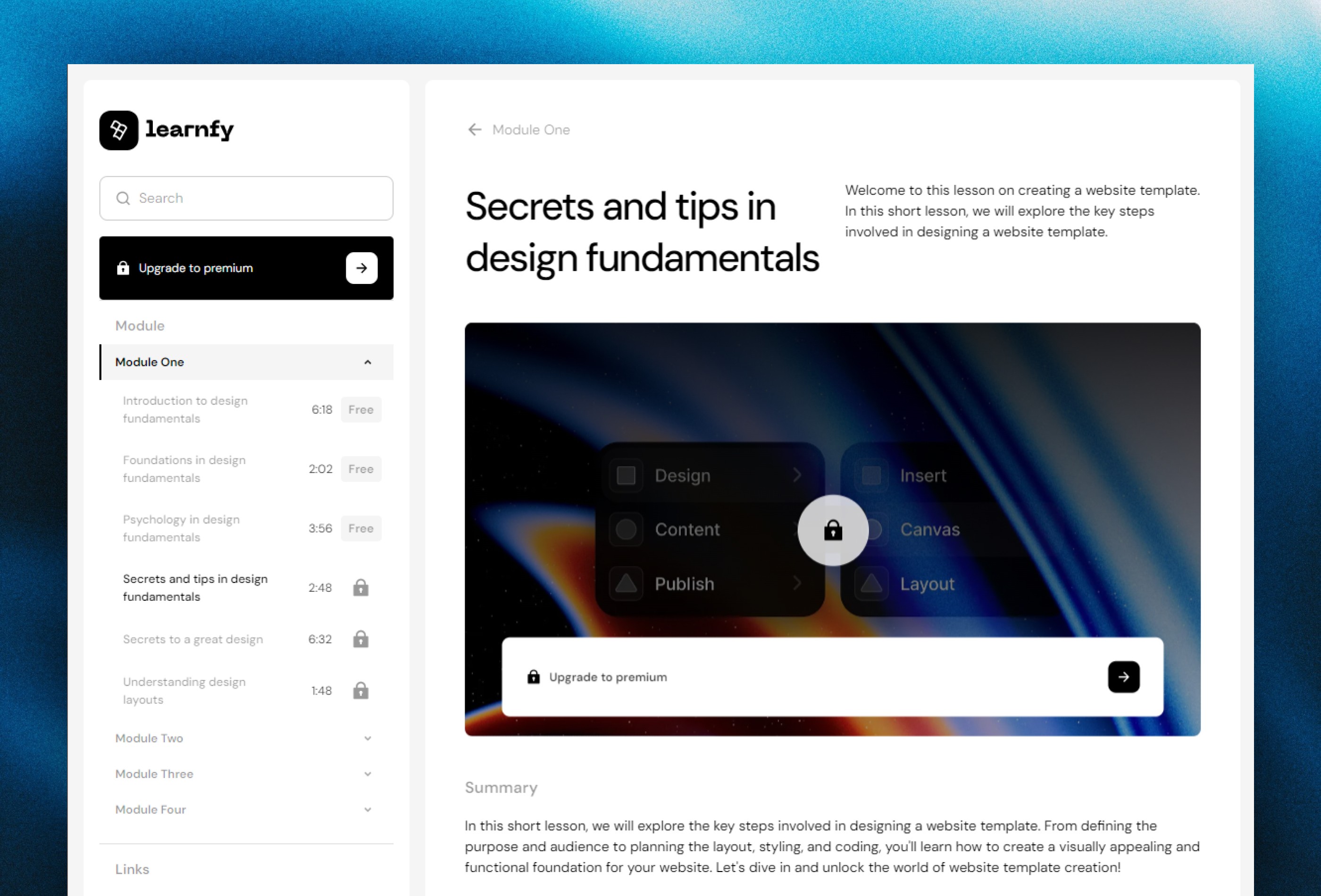 Screenshot 2 for Learnfy, a Framer Marketplace template by Plaiter.