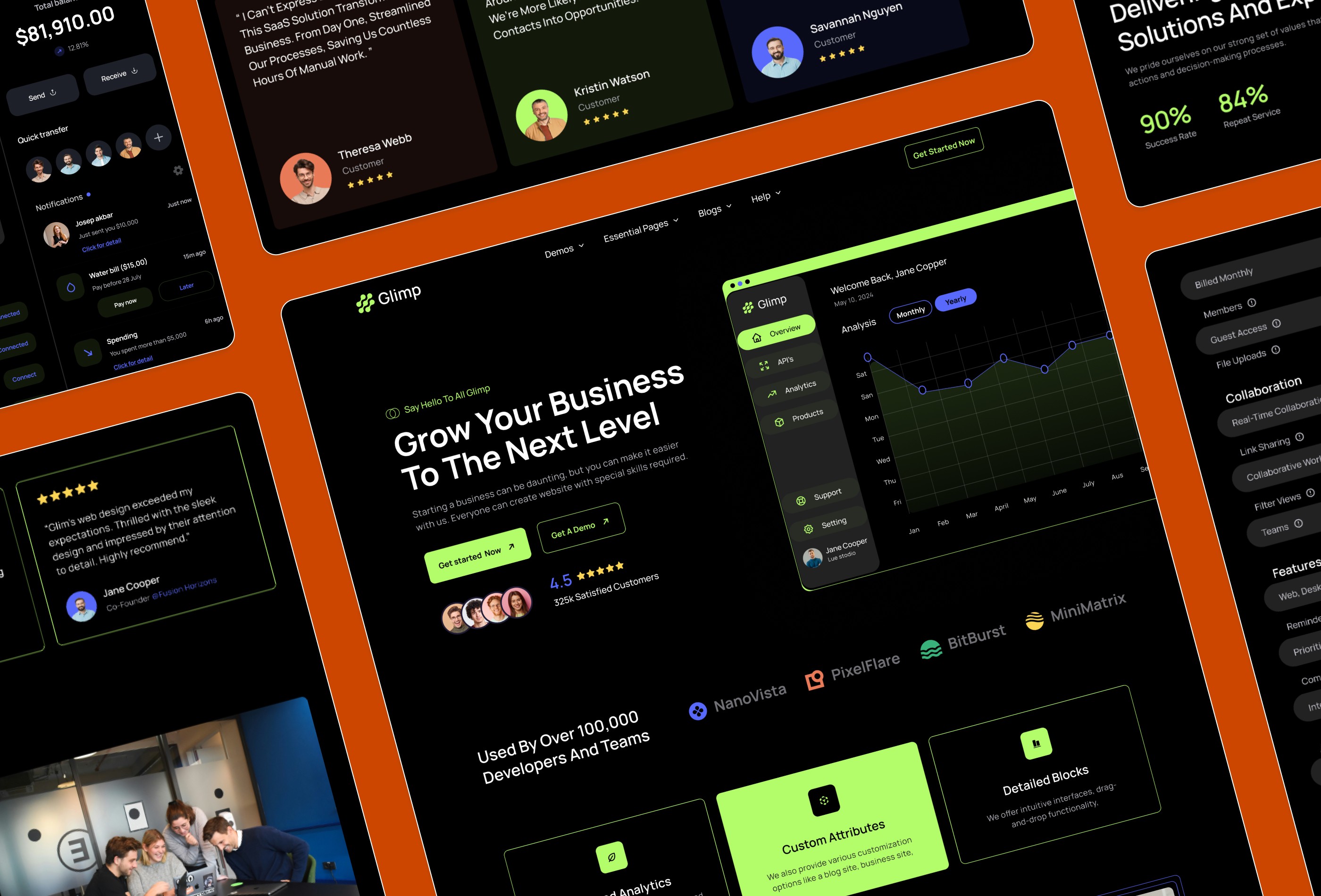 Screenshot 4 for Glimp, a Framer Marketplace template by FramerDevs.