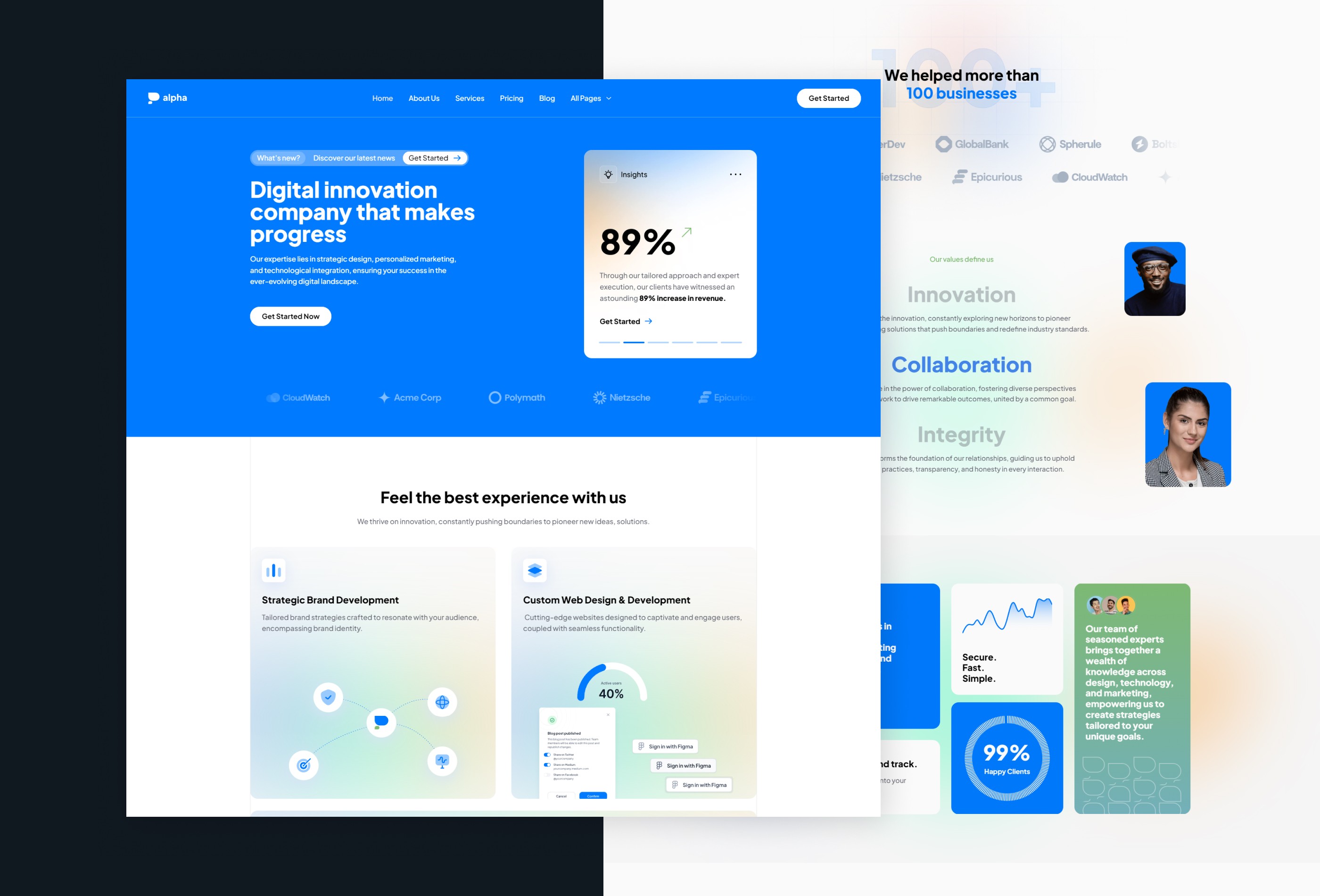 Screenshot 2 for Alpha, a Framer Marketplace template by fourtwelve.