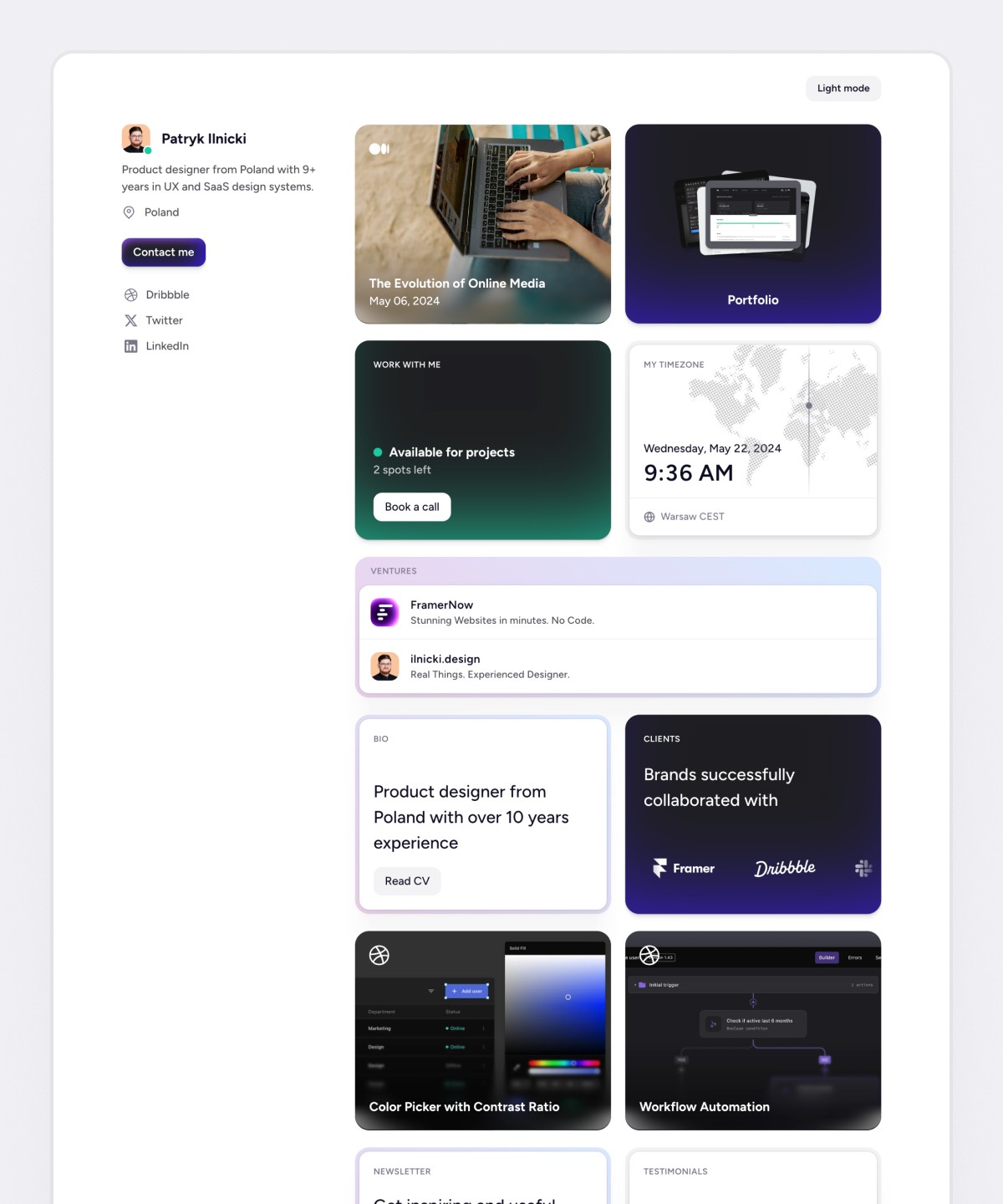 Thumbnail 1 for Widget, a Framer Marketplace template by Patryk Ilnicki.