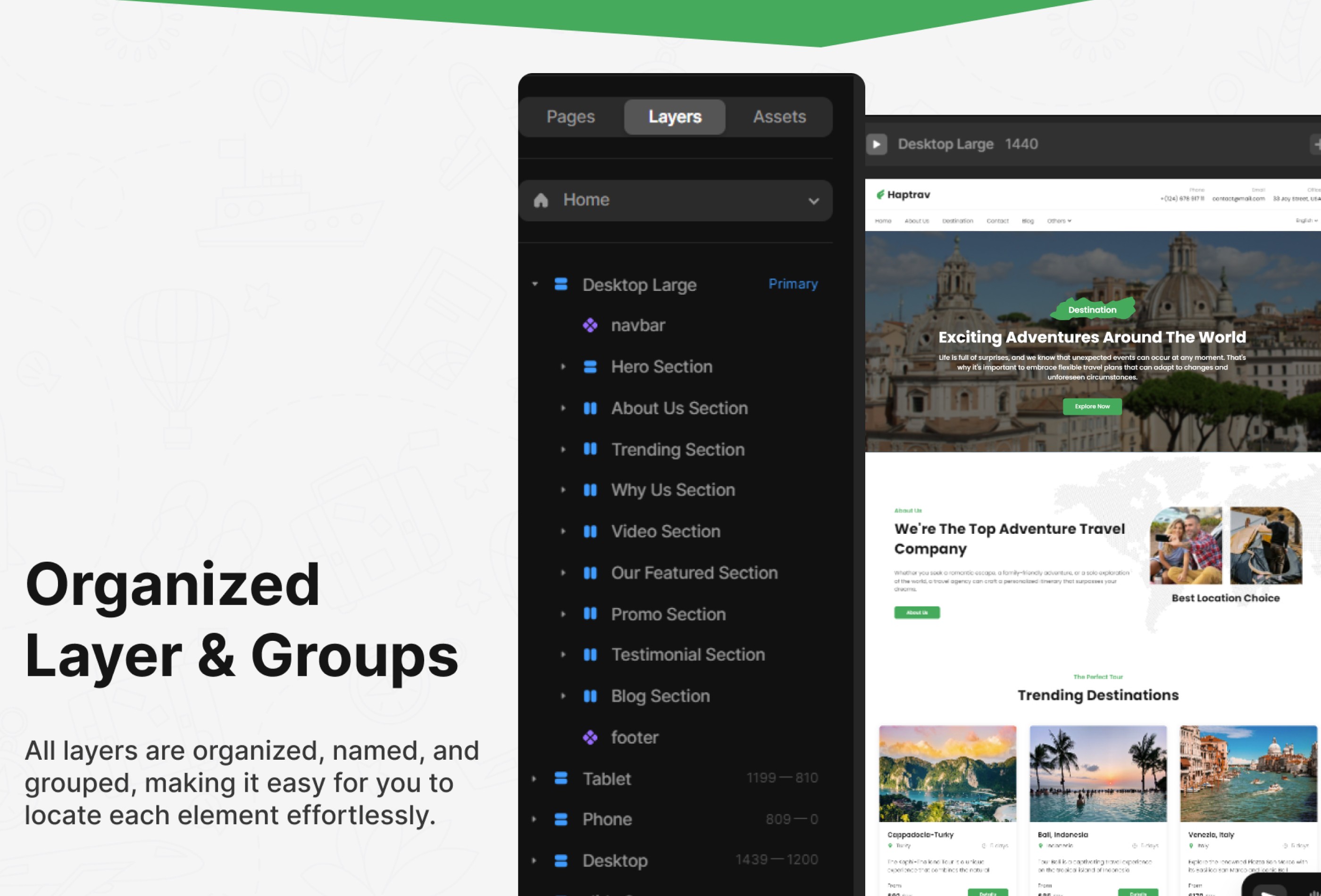 Screenshot 3 for Haptrav, a Framer Marketplace template by Saiful.