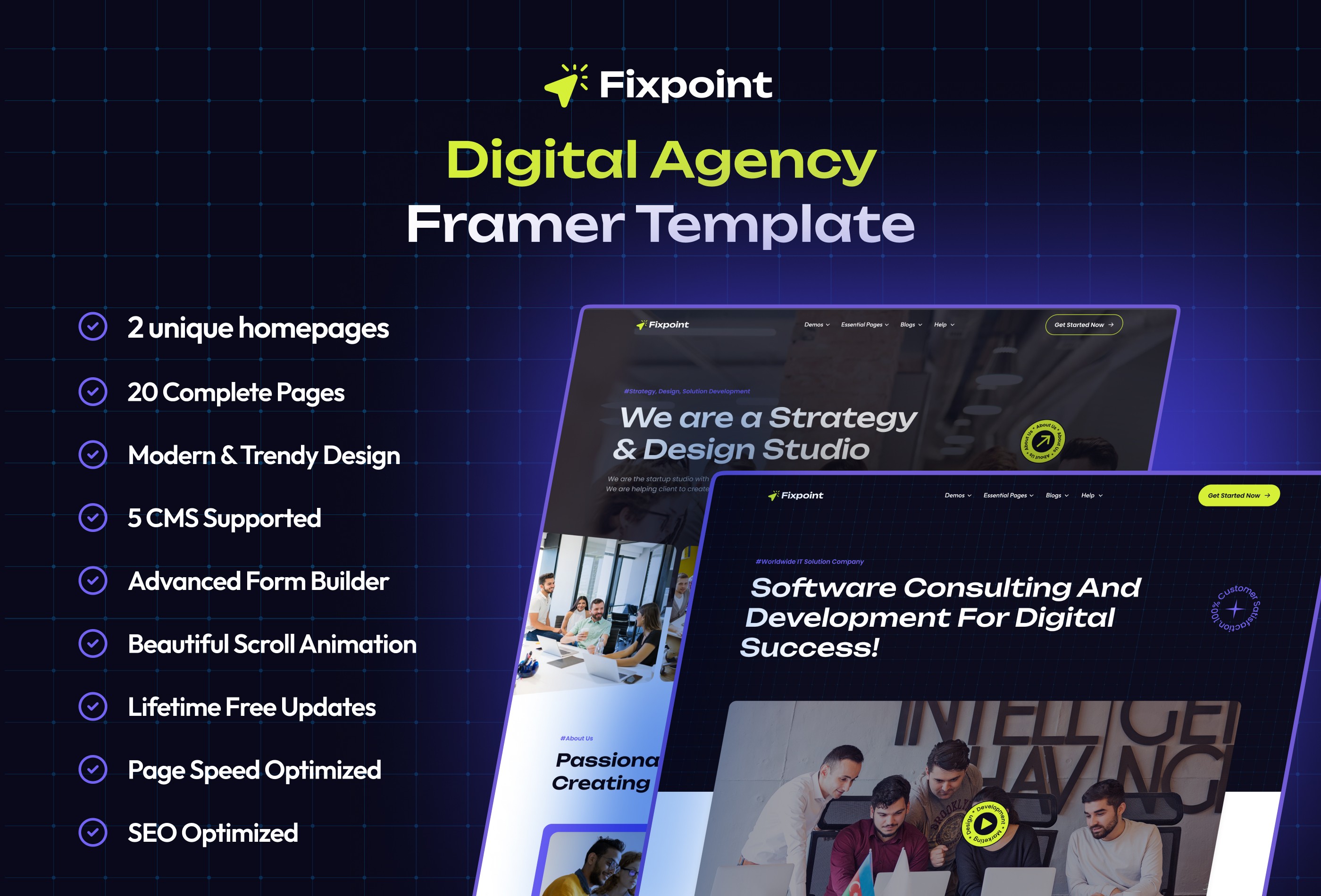 Screenshot 2 for Fixpoint, a Framer Marketplace template by FramerDevs.