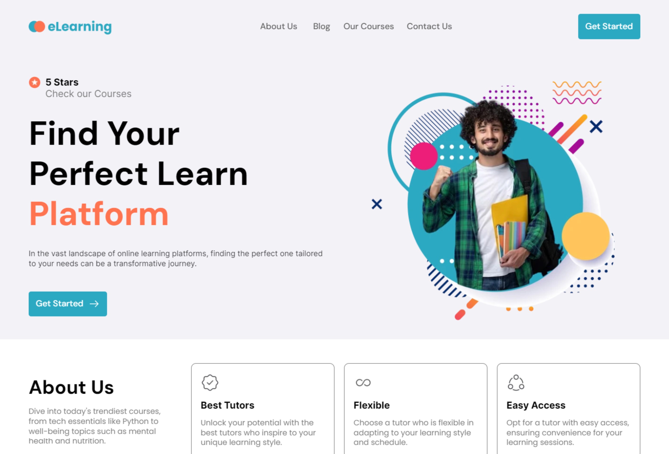 Screenshot 2 for eLearning, a Framer Marketplace template by Template Theater.