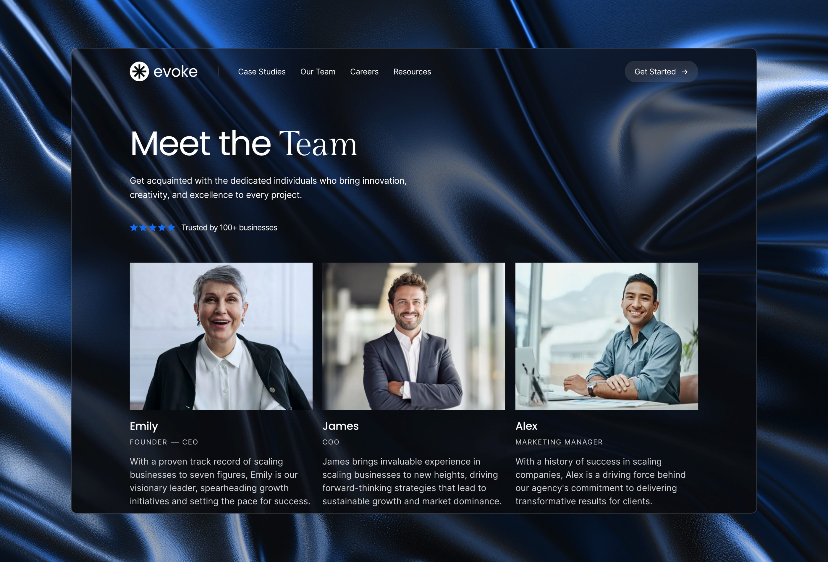 Screenshot 3 for Evoke, a Framer Marketplace template by Wize.