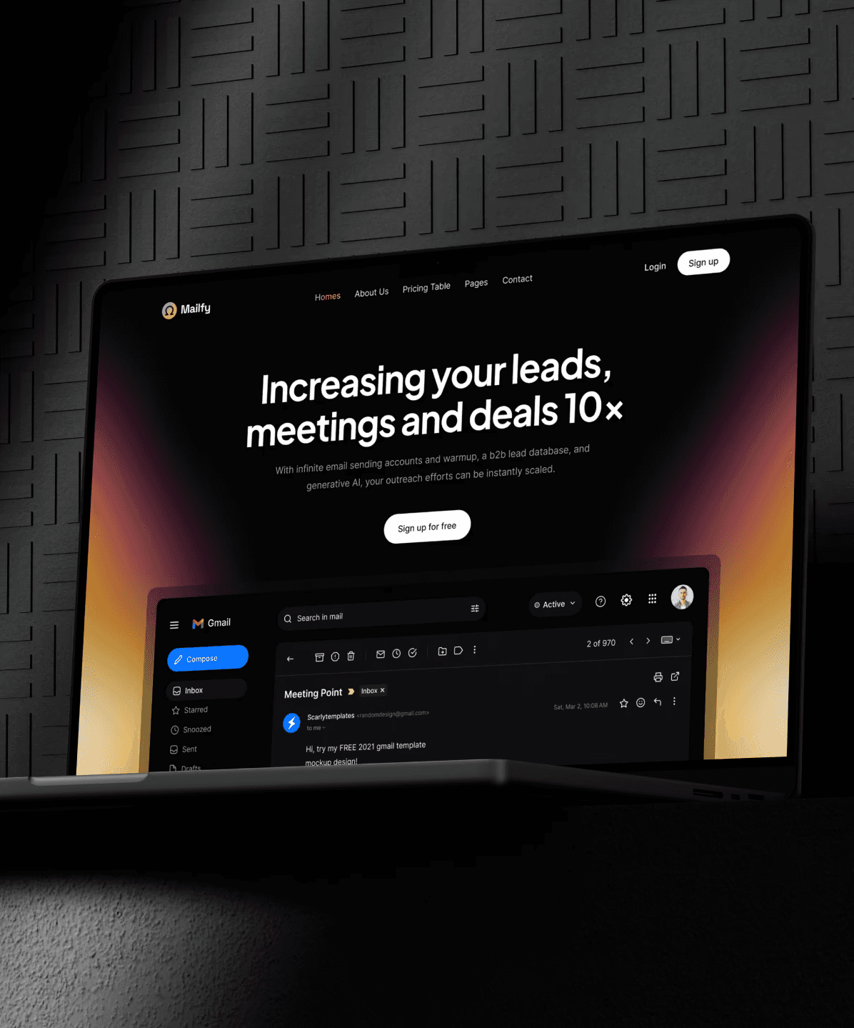 Screenshot 1 for Mailify, a Framer Marketplace template by Framership.