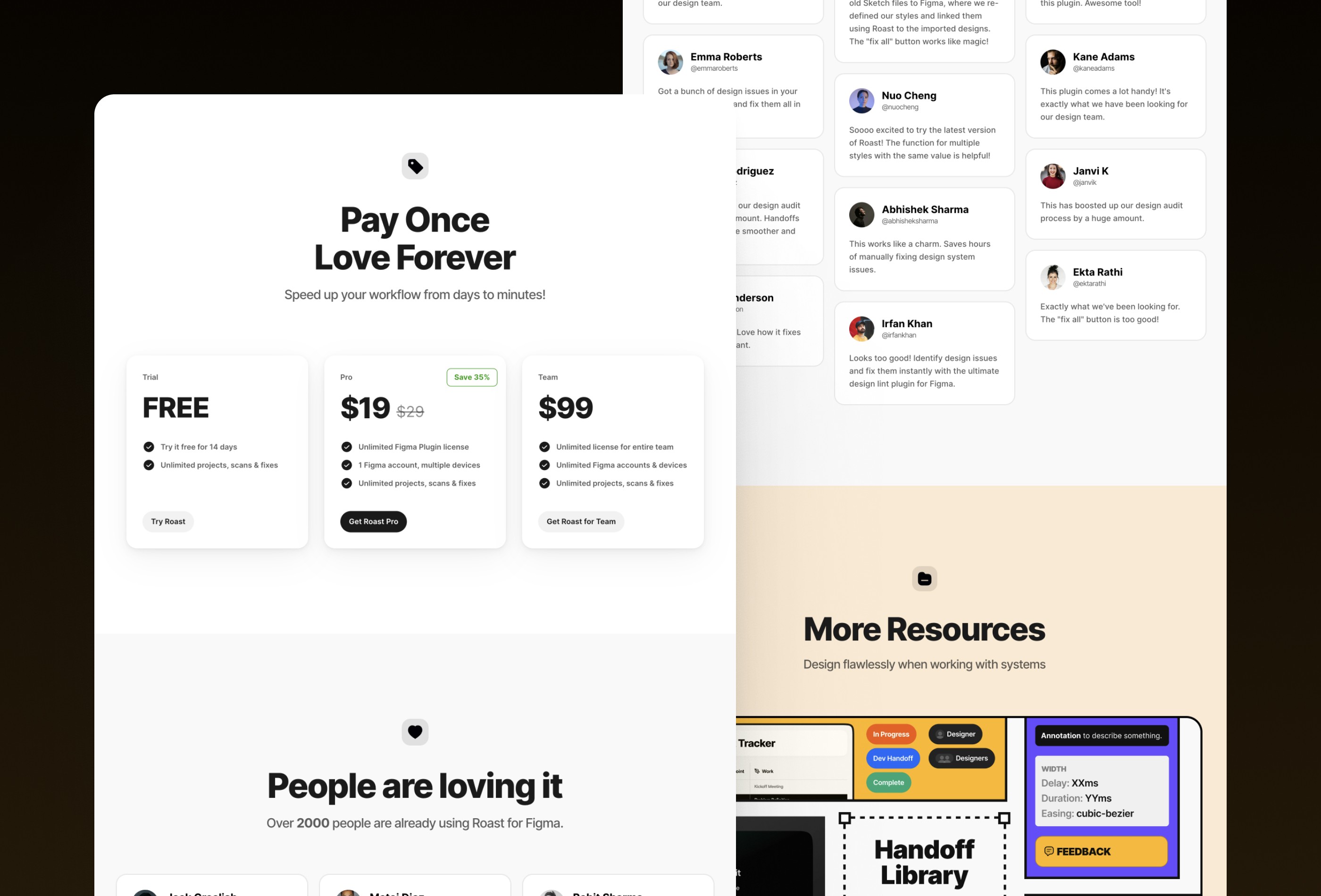 Screenshot 3 for Roast, a Framer Marketplace template by Milan Maheshwari.