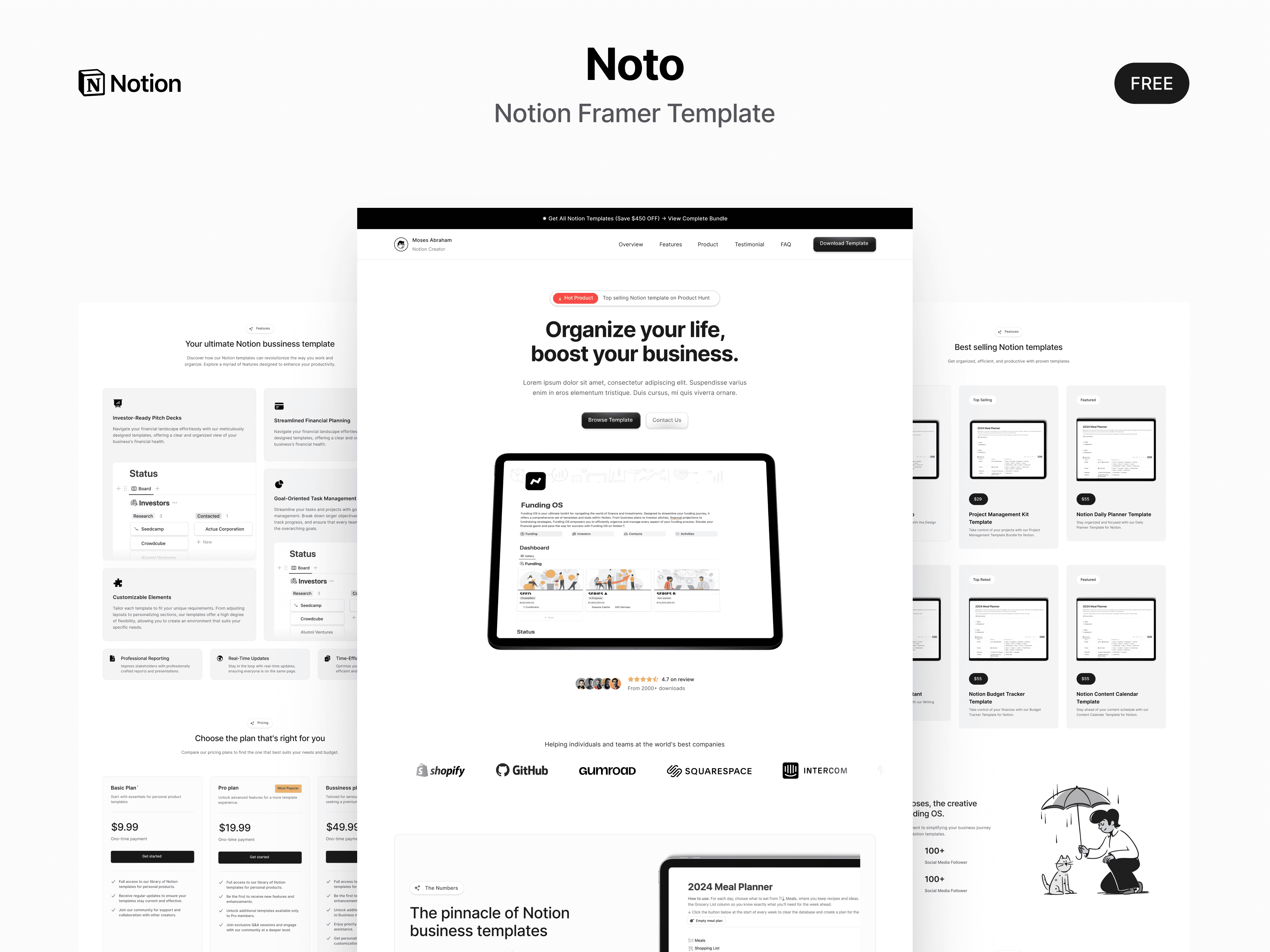 Screenshot 1 for Noto, a Framer Marketplace template by Seto Febriant.