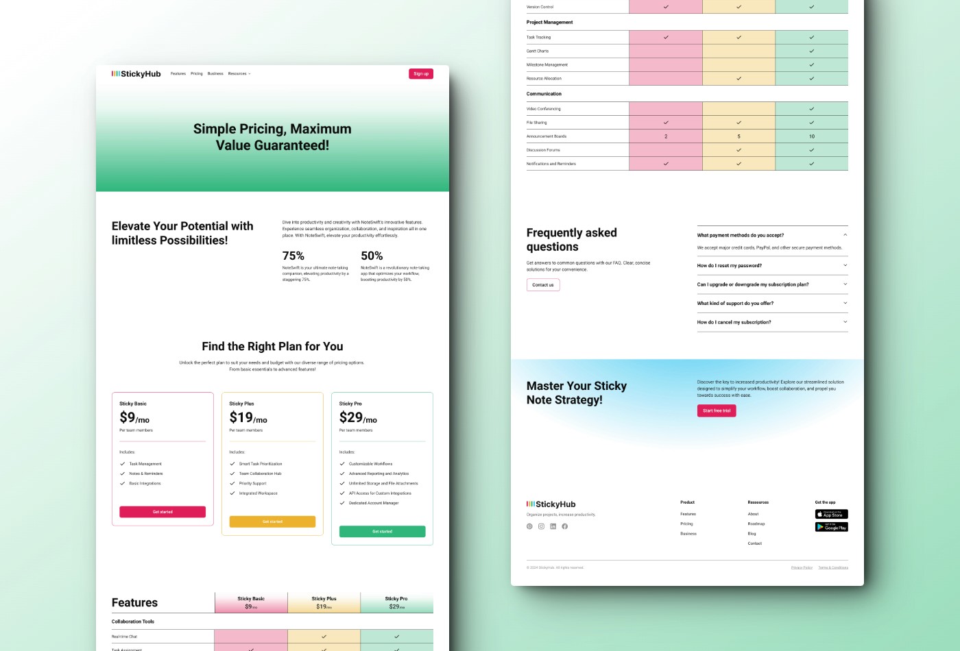 Screenshot 4 for StickyHub, a Framer Marketplace template by Jakob Hauritz.