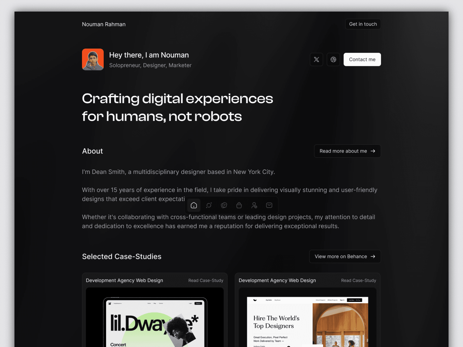 Screenshot 2 for Reflected, a Framer Marketplace template by Nouman Rahman.