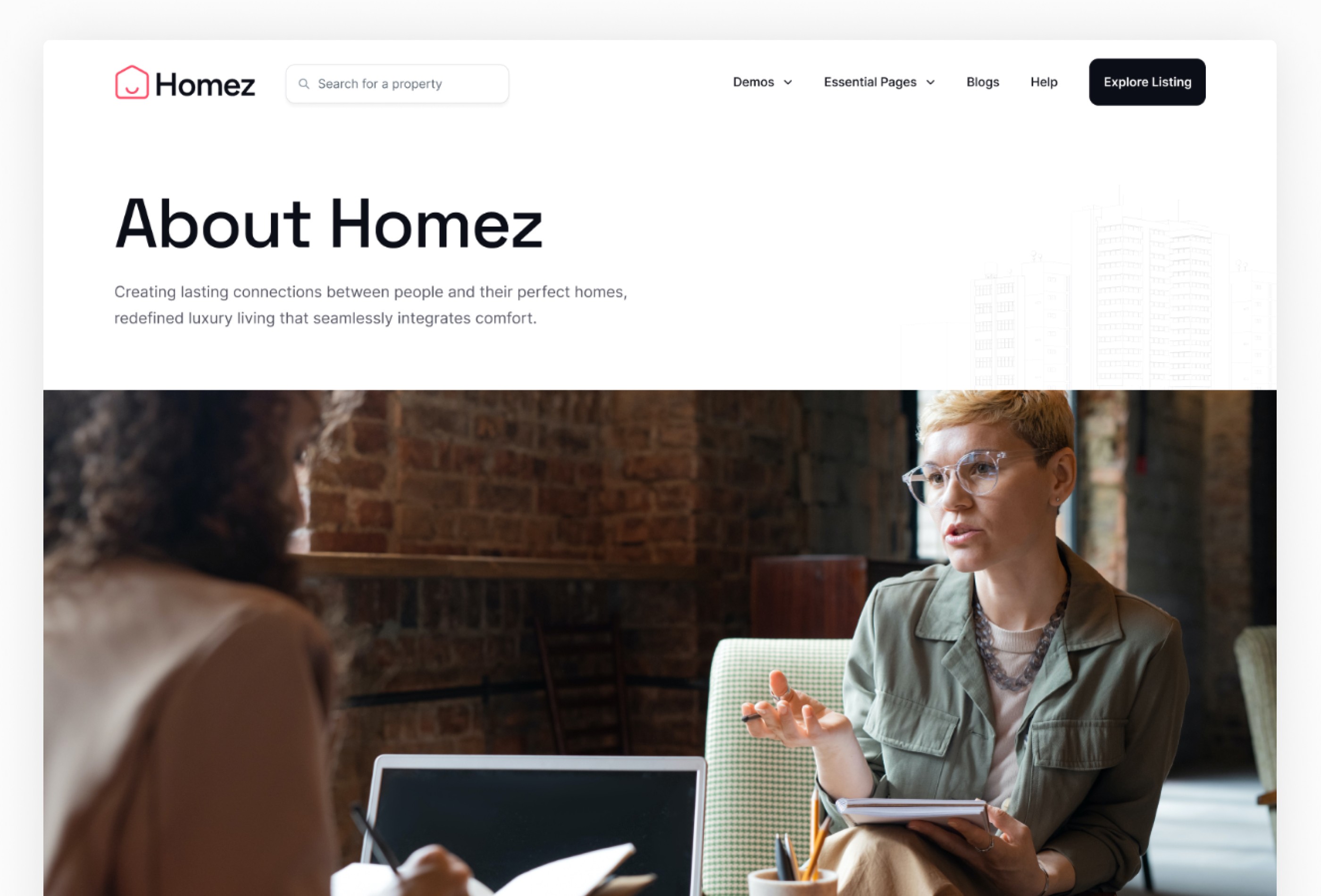 Screenshot 2 for Homez, a Framer Marketplace template by Framerbite.