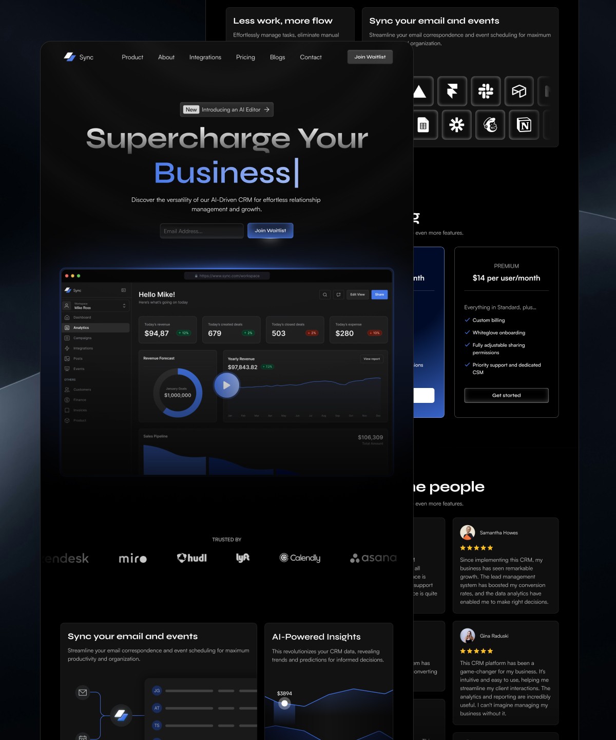 Screenshot 1 for SyncCRM, a Framer Marketplace template by Cédric van Ravesteijn.