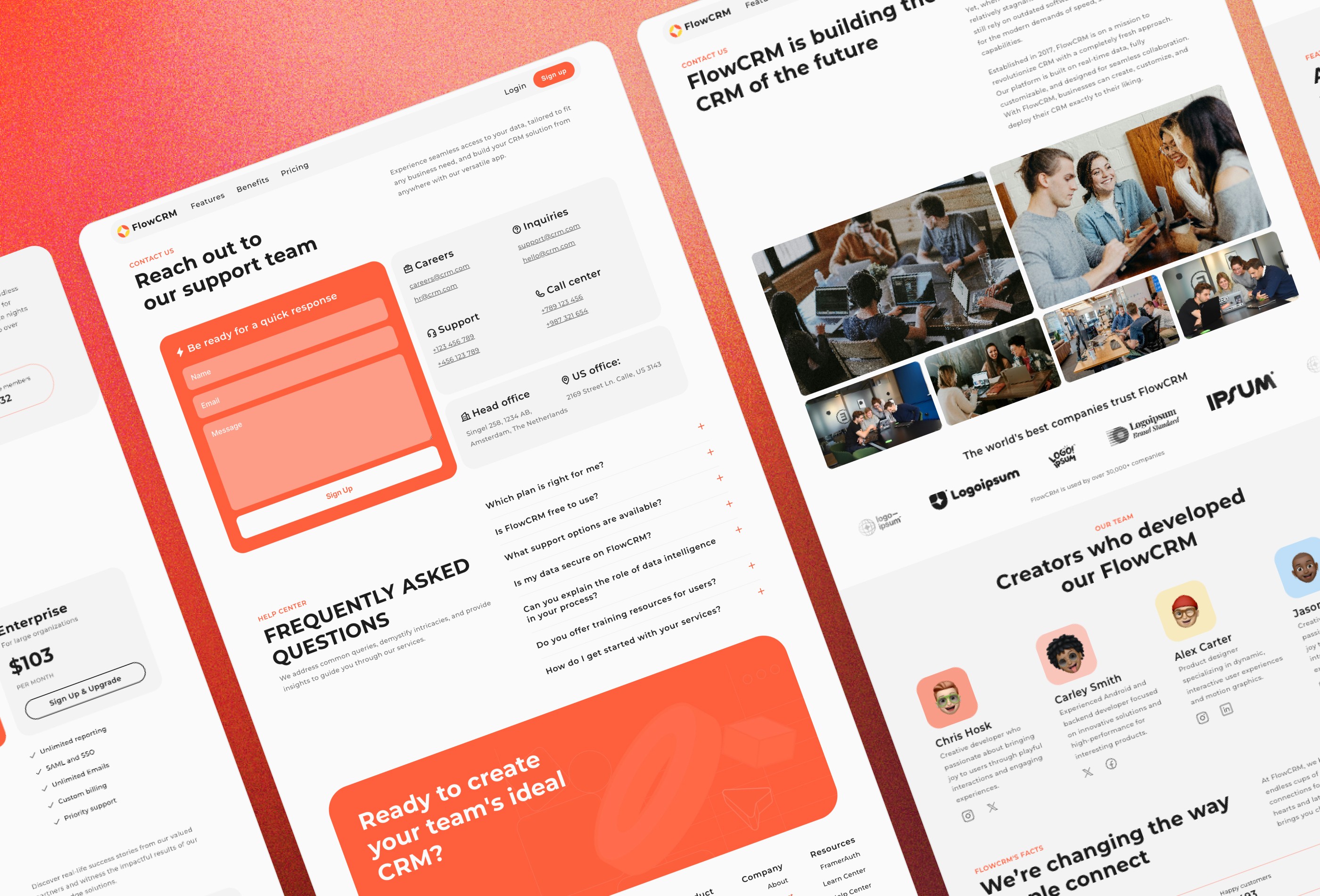 Screenshot 3 for FlowCRM, a Framer Marketplace template by Kseniia Deniakova.