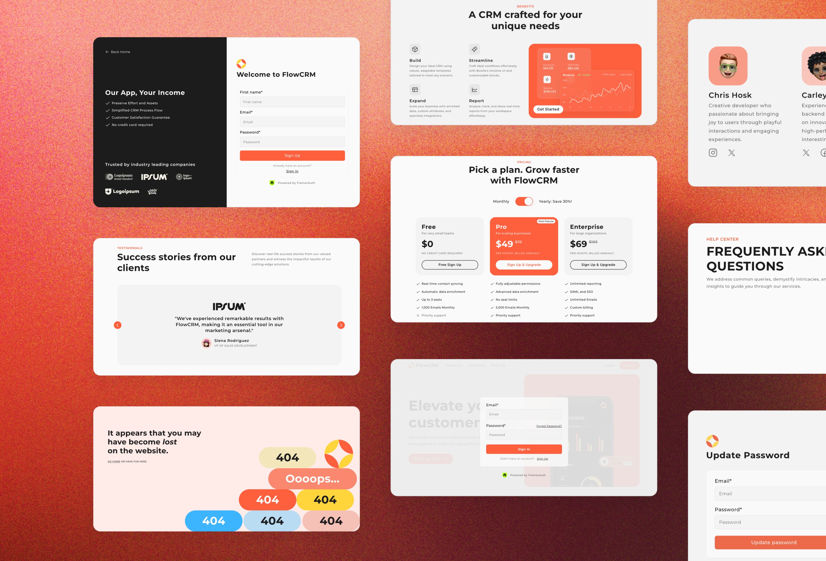 Screenshot 4 for FlowCRM, a Framer Marketplace template by Kseniia Deniakova.