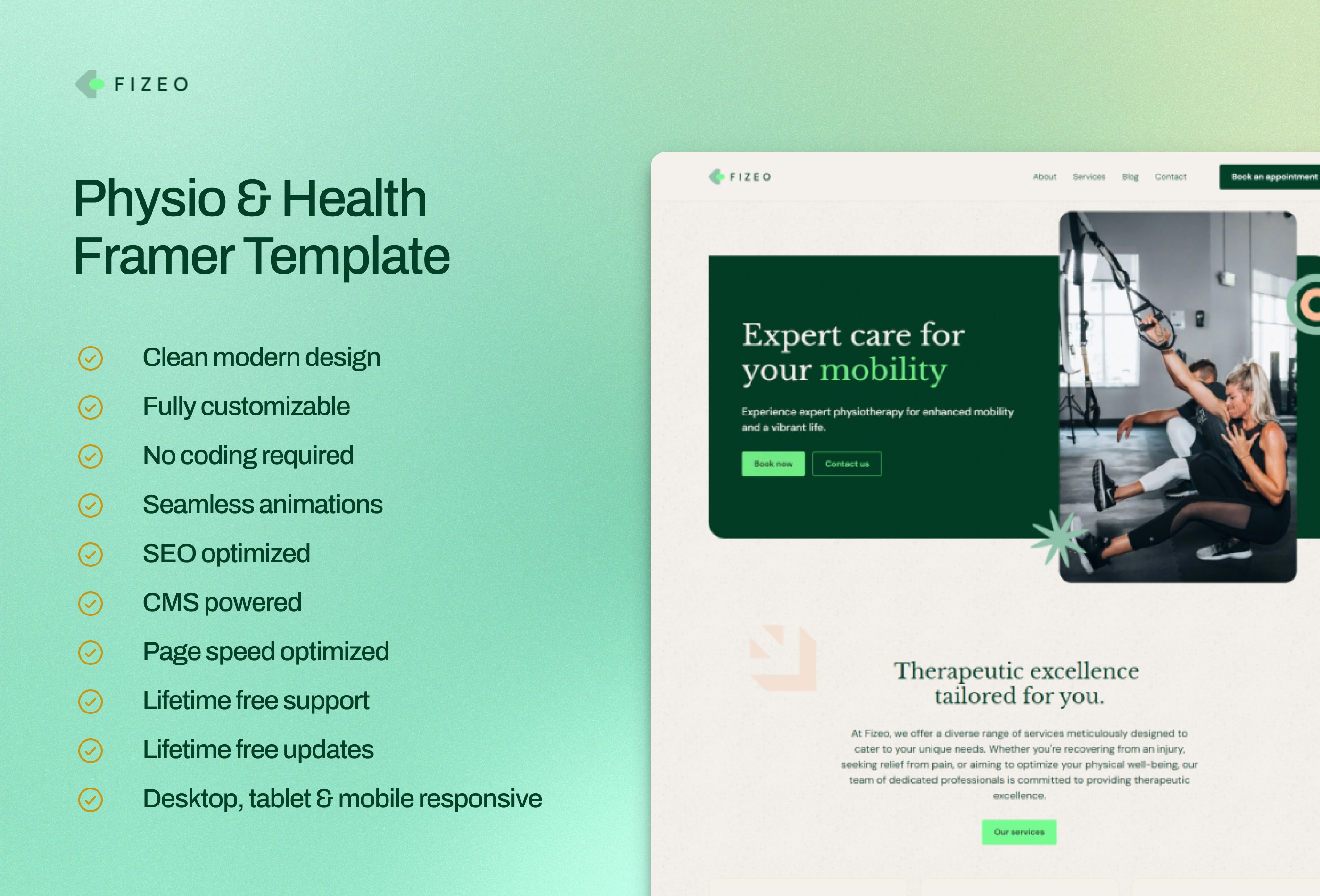 Screenshot 2 for Fizeo, a Framer Marketplace template by Vilu.