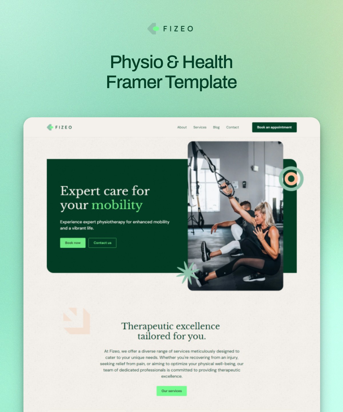 Screenshot 1 for Fizeo, a Framer Marketplace template by Vilu.