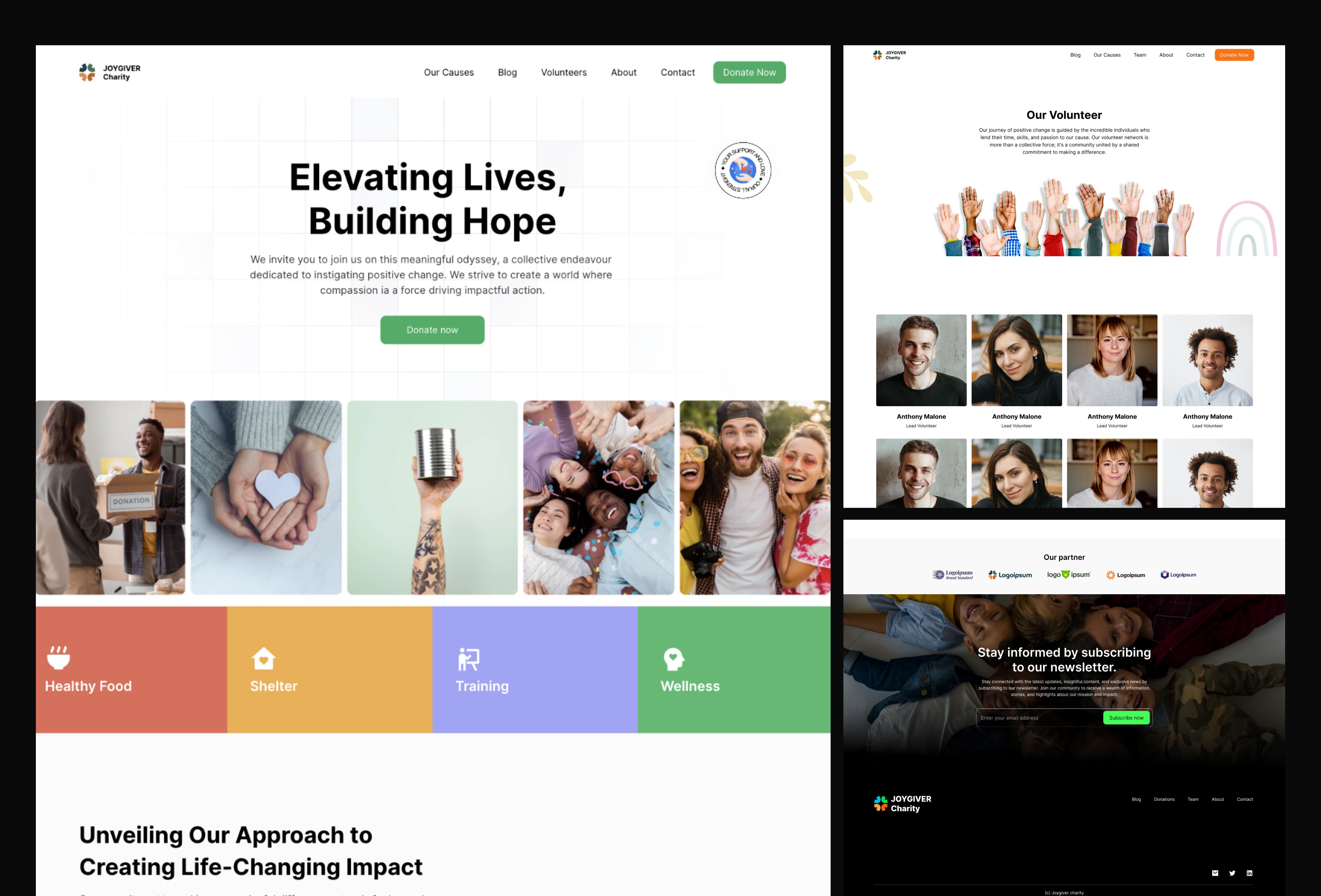 Screenshot 1 for Joygiver, a Framer Marketplace template by Olabode Felix Akinyemi.
