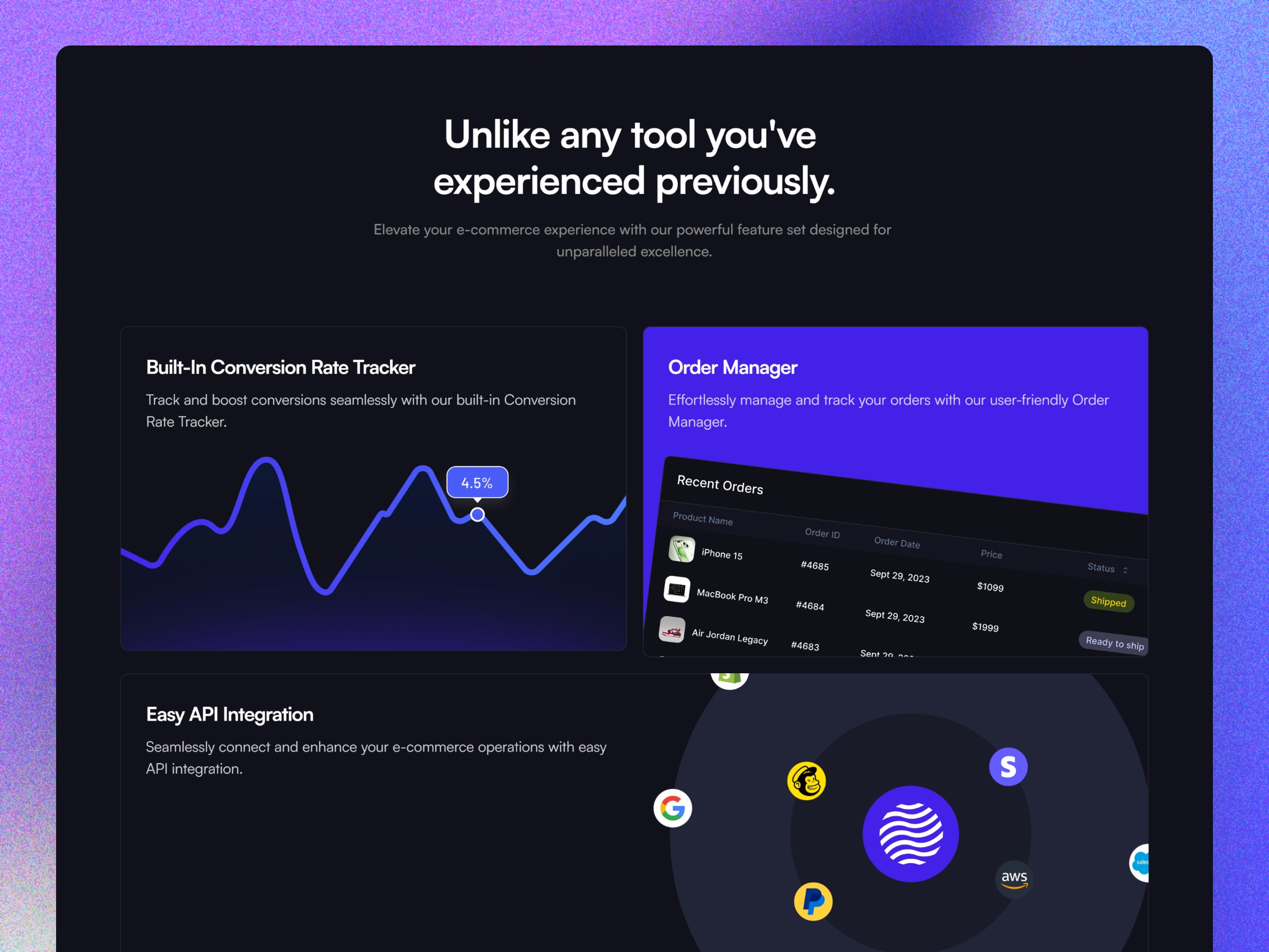 Screenshot 4 for CommercePuls, a Framer Marketplace template by Breeje Anadkat.