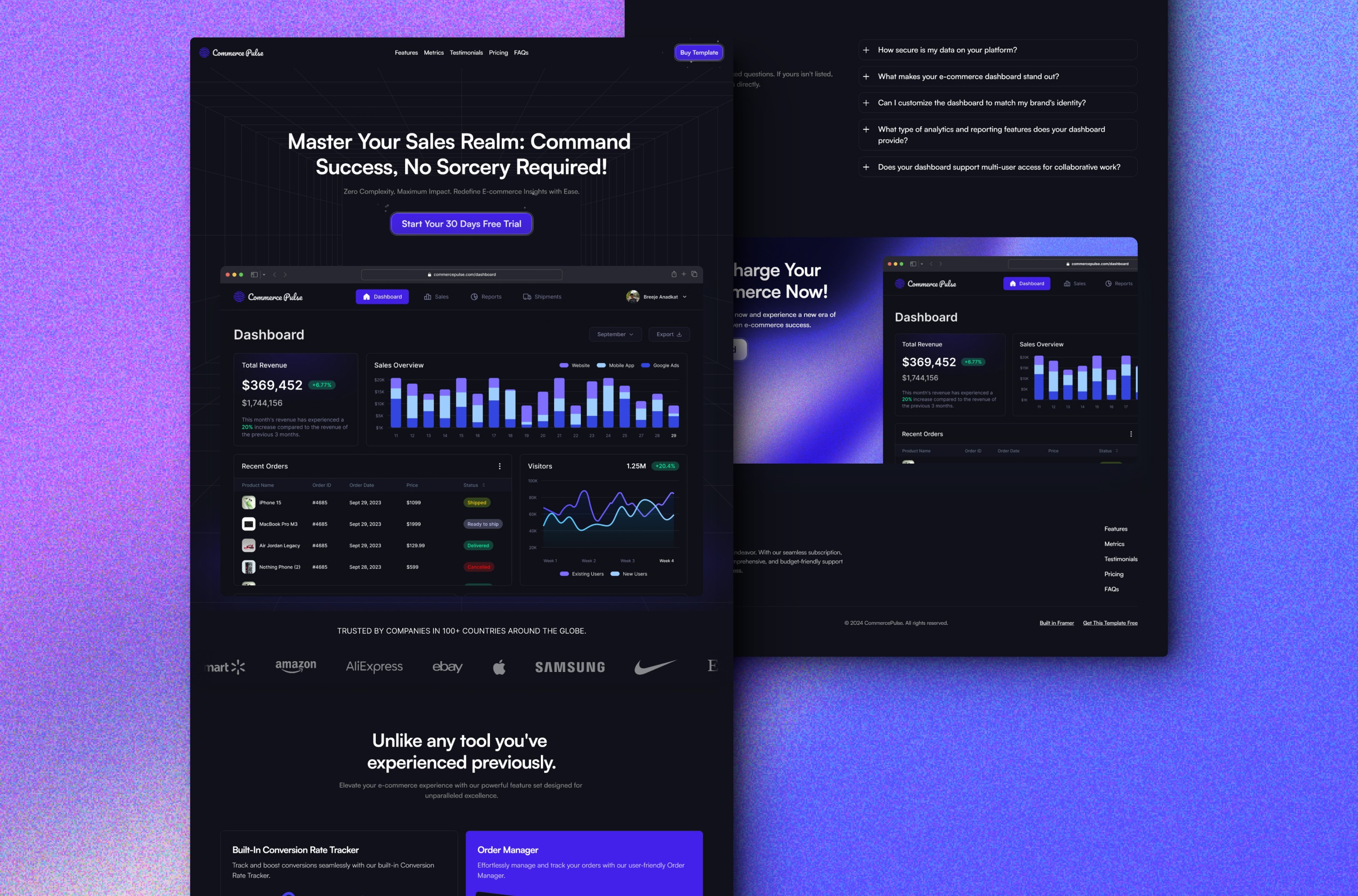 Screenshot 2 for CommercePuls, a Framer Marketplace template by Breeje Anadkat.