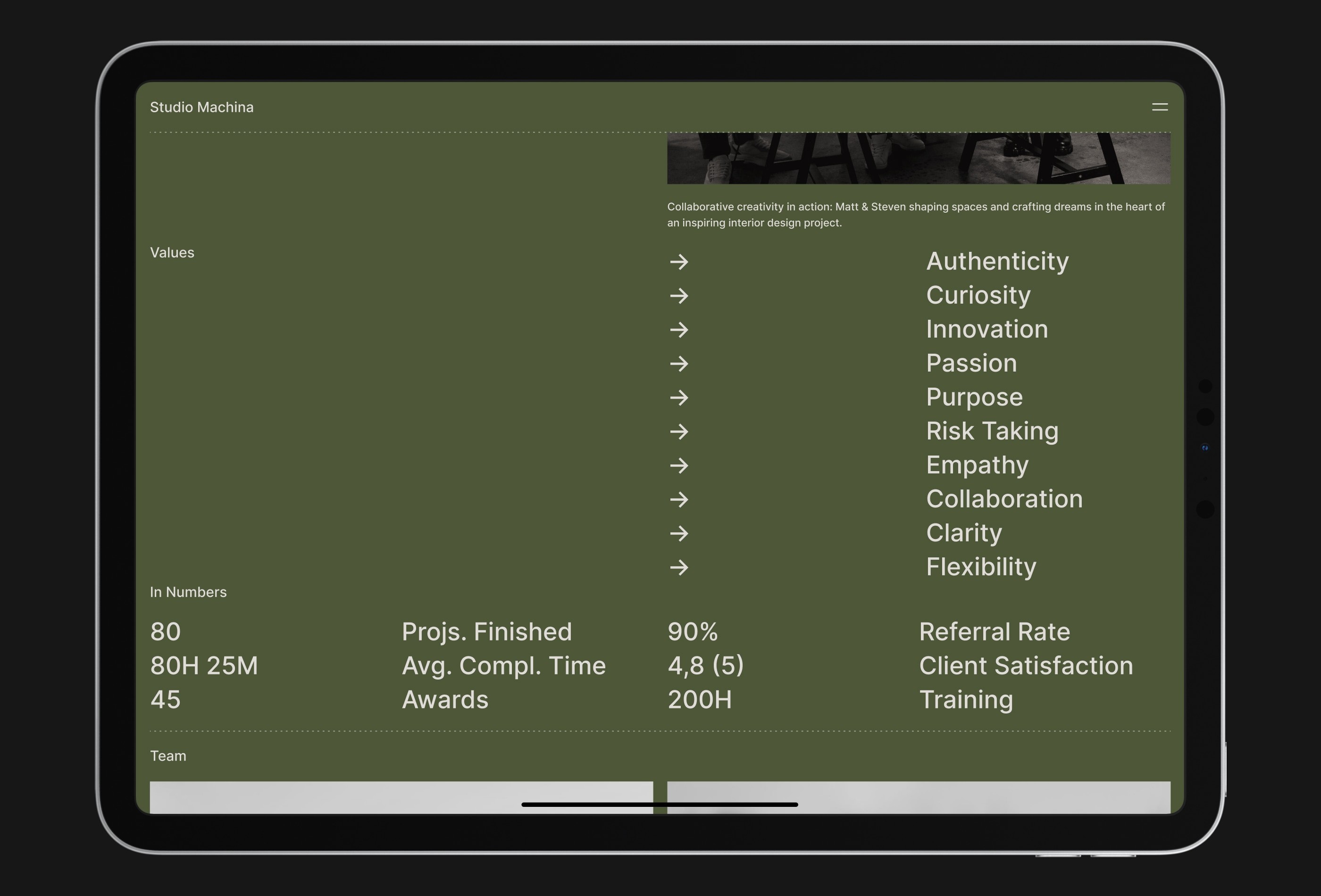 Screenshot 3 for StudioMachina  , a Framer Marketplace template by Bernd.