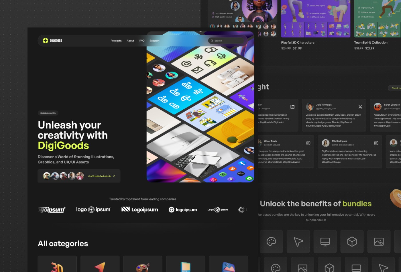 Screenshot 1 for DigiGoods, a Framer Marketplace template by Themes Chest.