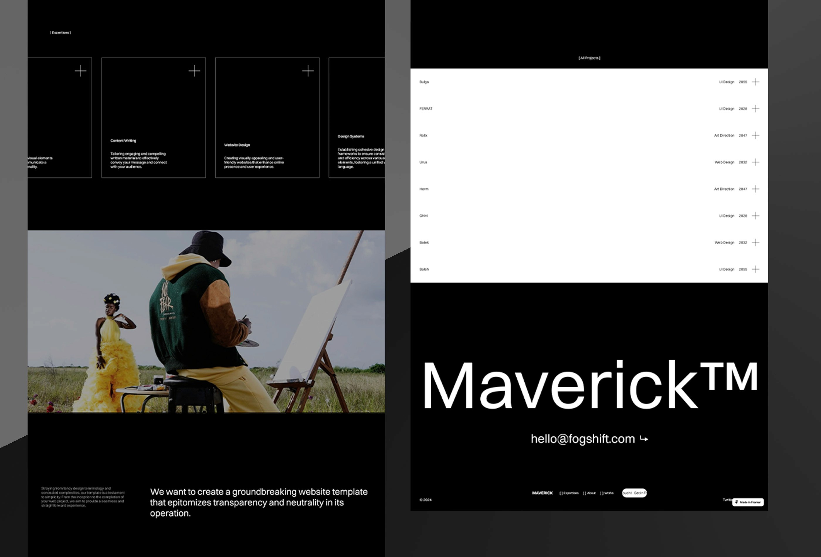 Screenshot 4 for Maverick, a Framer Marketplace template by FogShift.