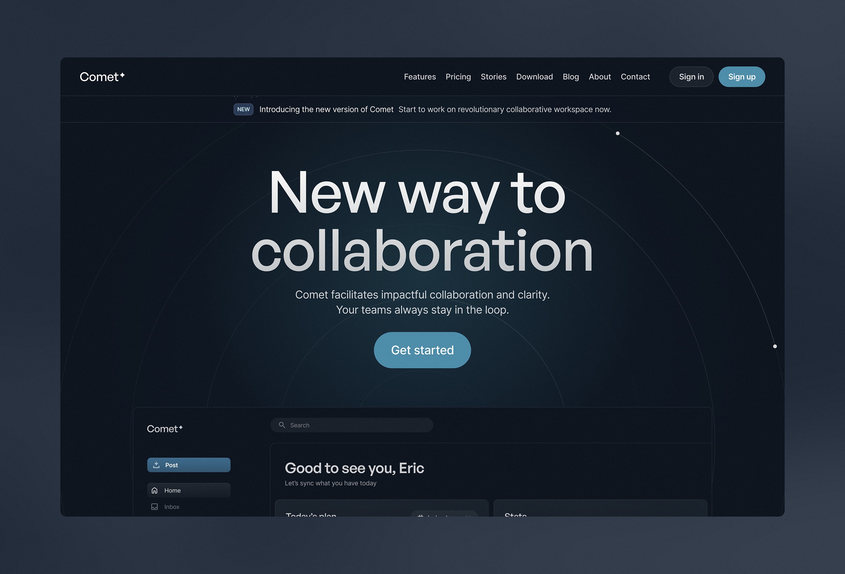 Screenshot 2 for Comet, a Framer Marketplace template by Enes Ates.