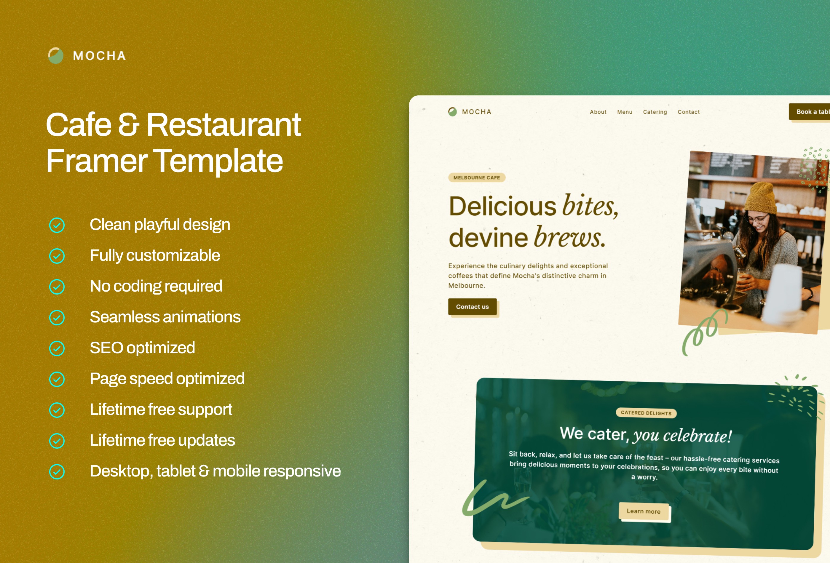 Screenshot 2 for Mocha, a Framer Marketplace template by Vilu.