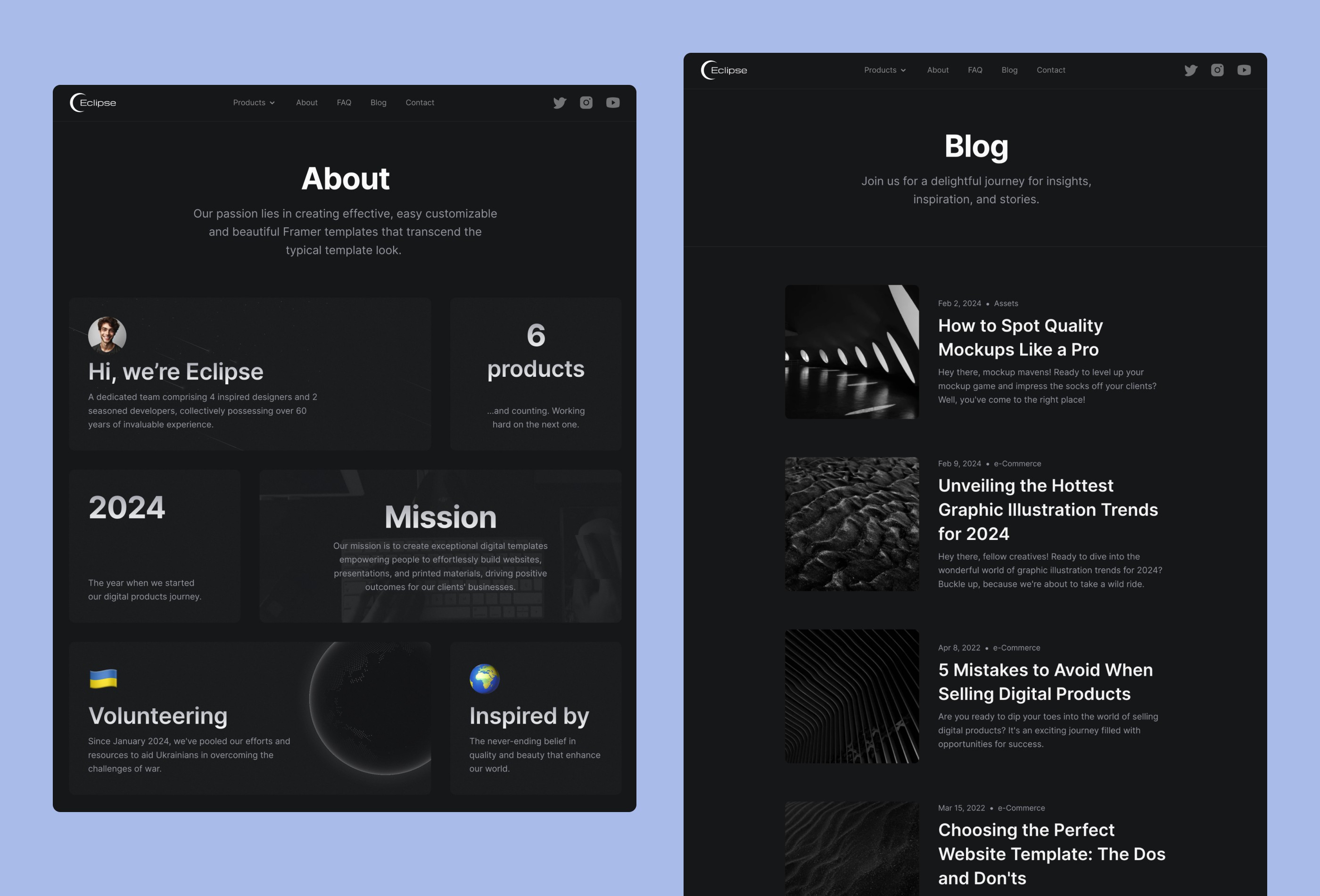 Screenshot 2 for Eclipse, a Framer Marketplace template by Boon Design.