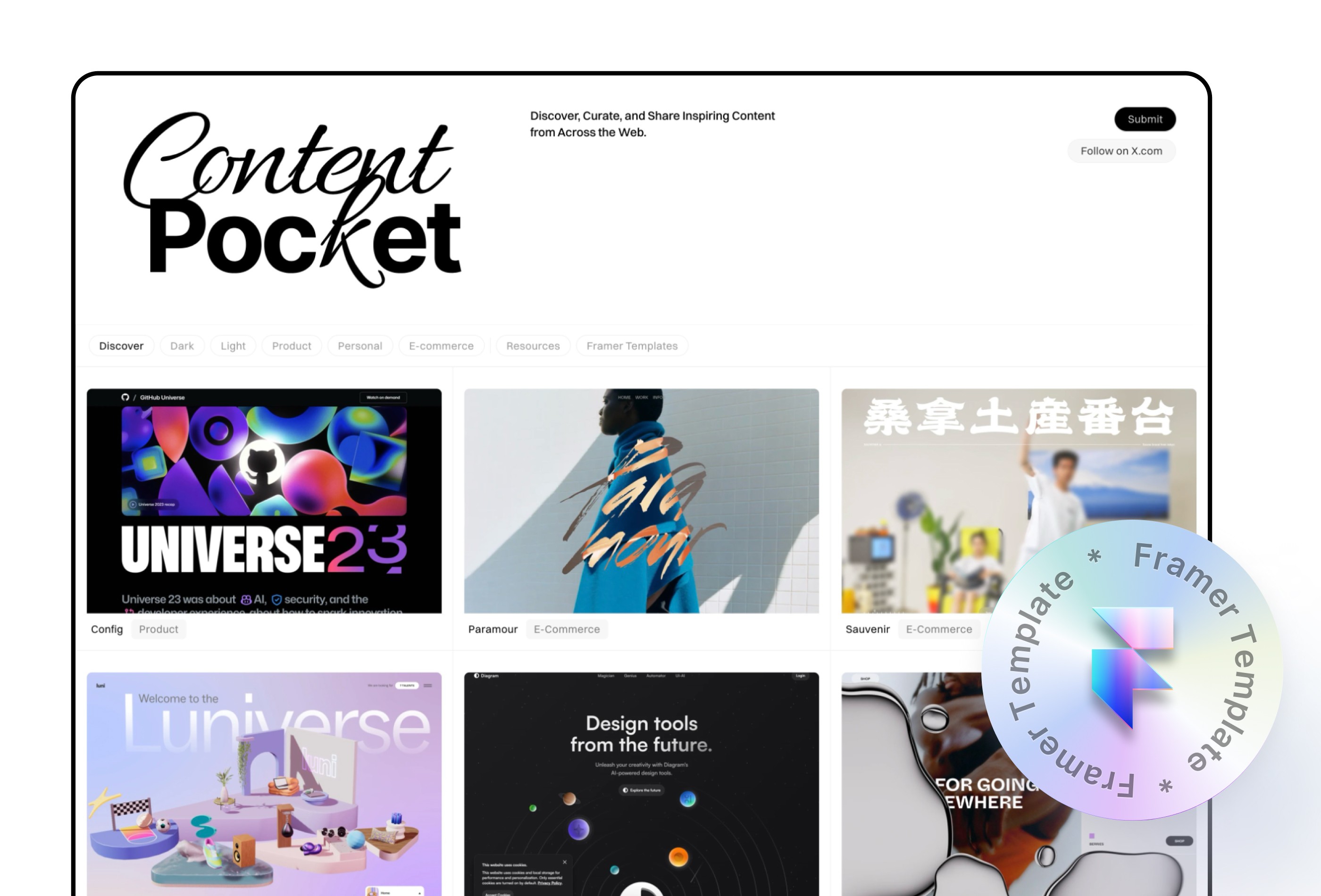 Screenshot 2 for ContentPocket, a Framer Marketplace template by Noman.