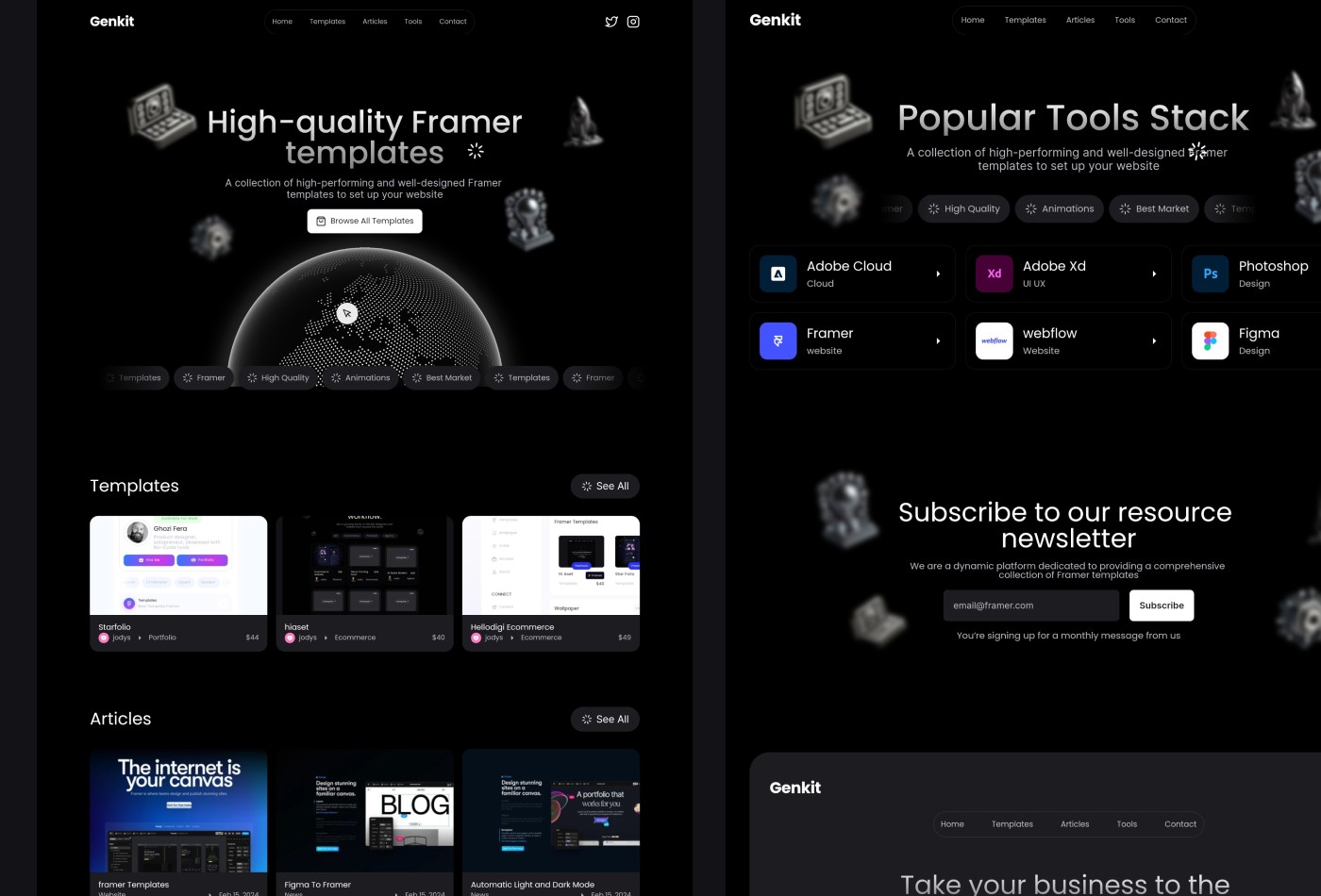 Screenshot 3 for Genkit, a Framer Marketplace template by Jodysaputra.