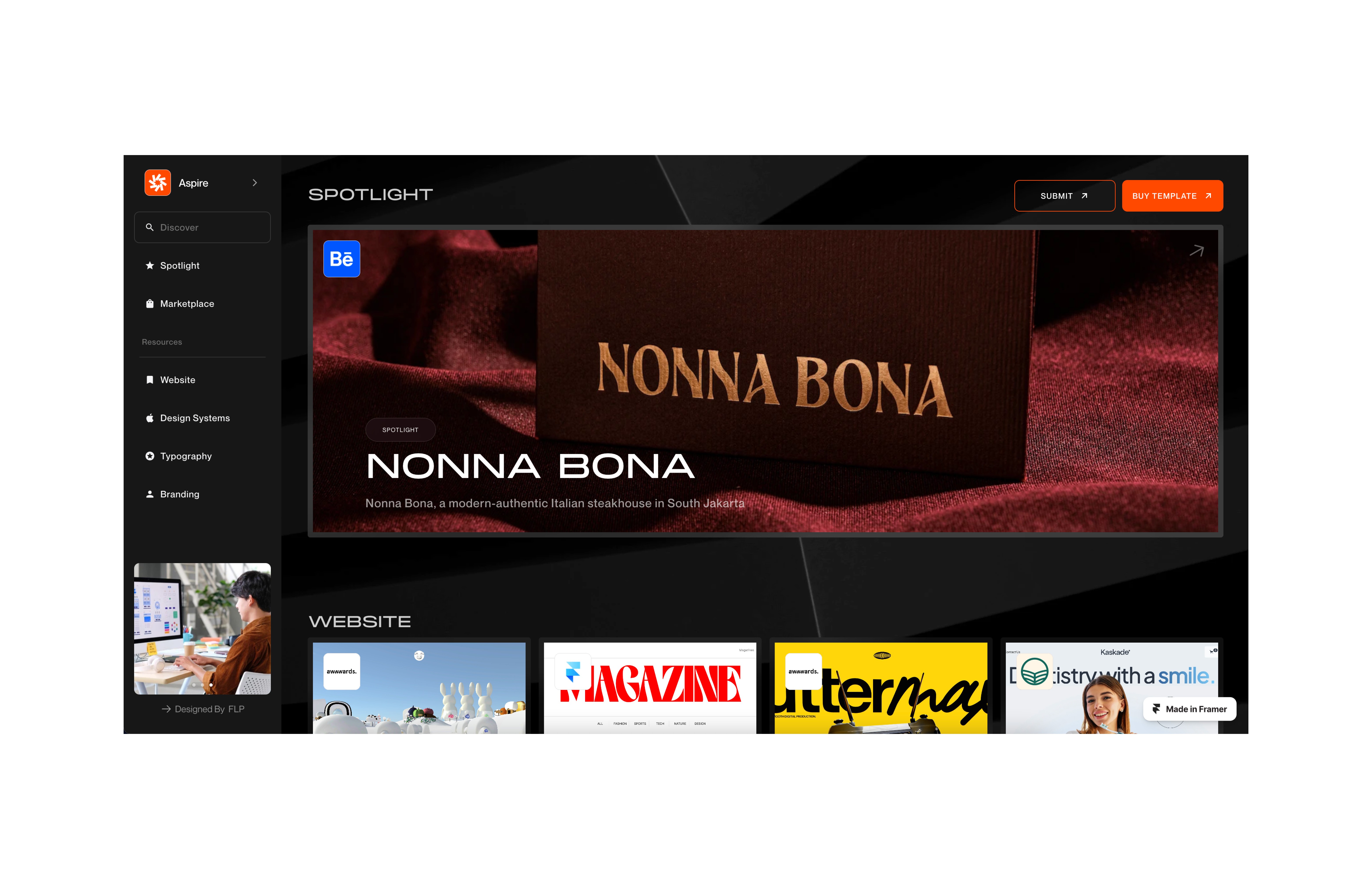 Screenshot 3 for Aspire, a Framer Marketplace template by Future Things.