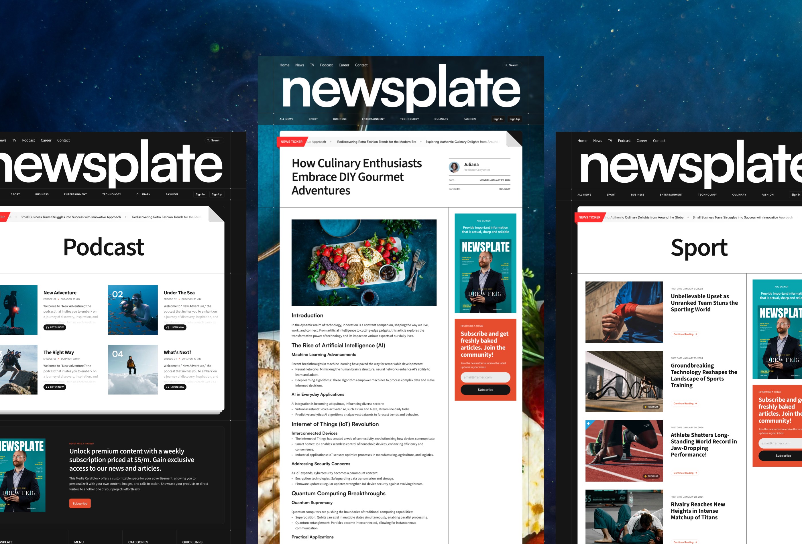 Screenshot 3 for Newsplate, a Framer Marketplace template by Syafii Ahmad.