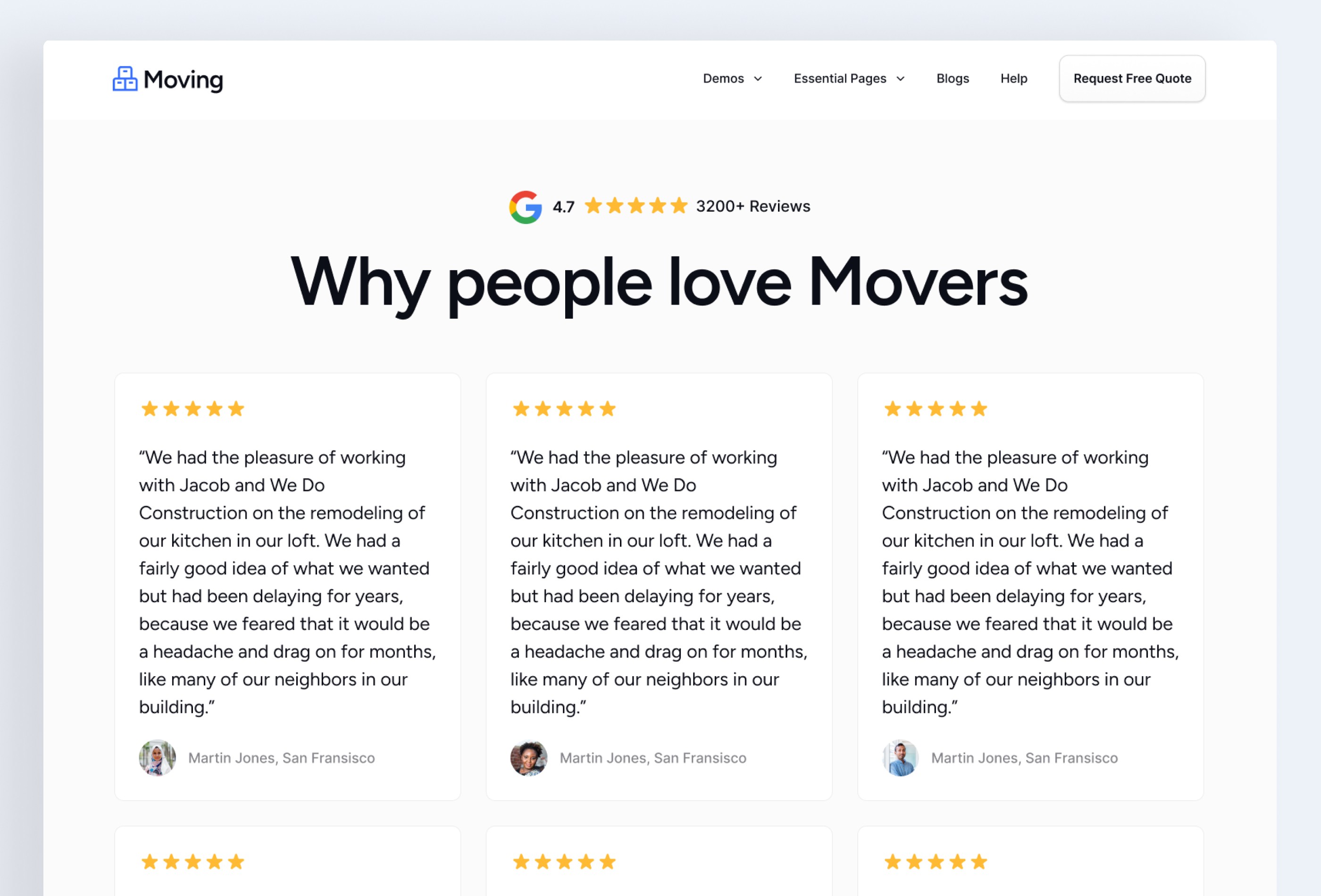 Screenshot 4 for Mover, a Framer Marketplace template by Framerbite.