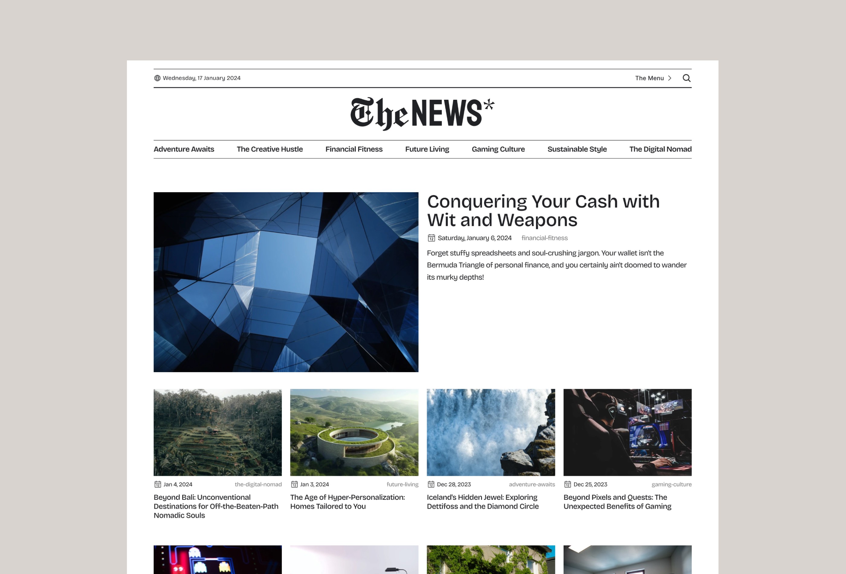 Screenshot 2 for TheNews, a Framer Marketplace template by John Kappa.