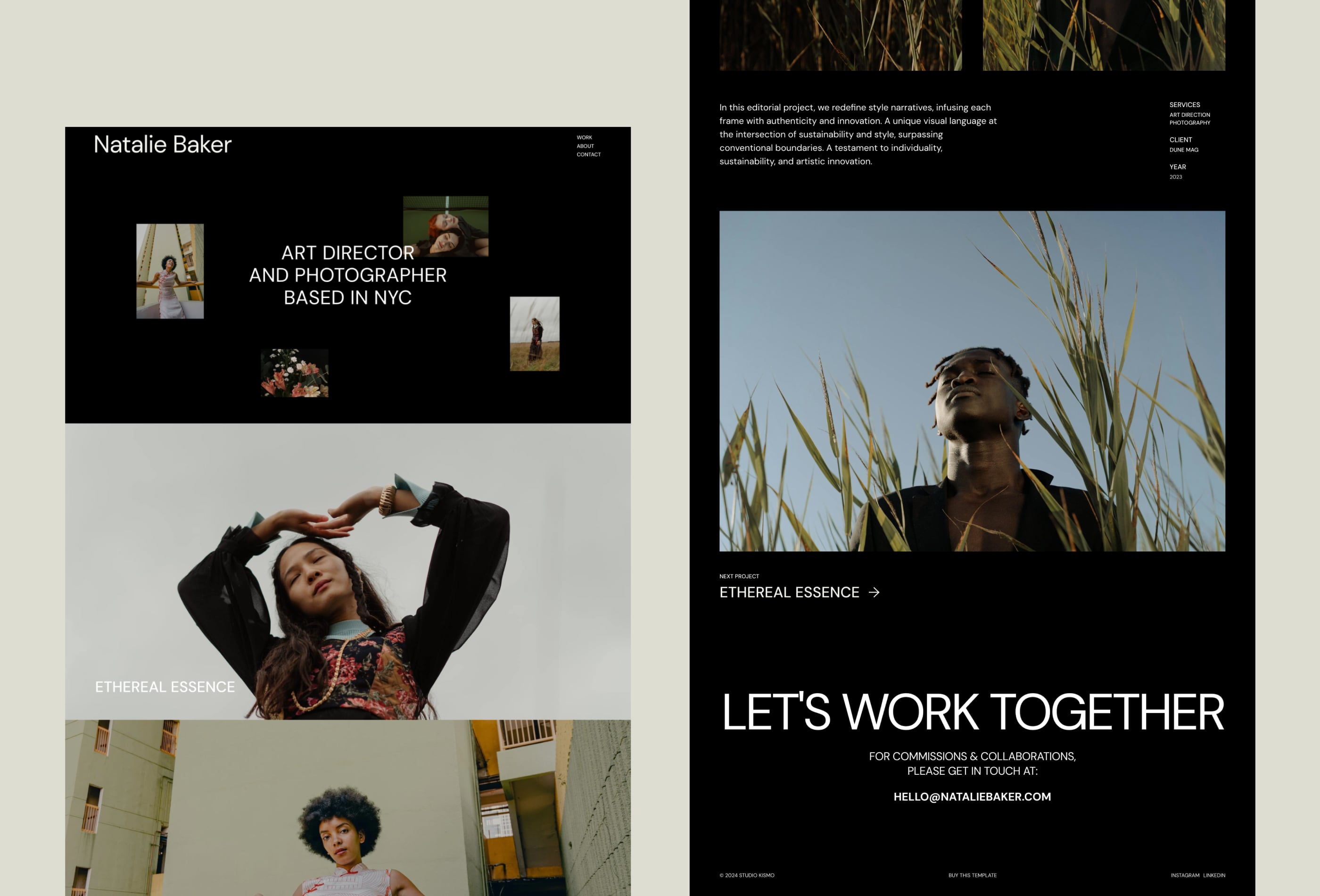 Screenshot 3 for Natalie, a Framer Marketplace template by Studio Kismo.