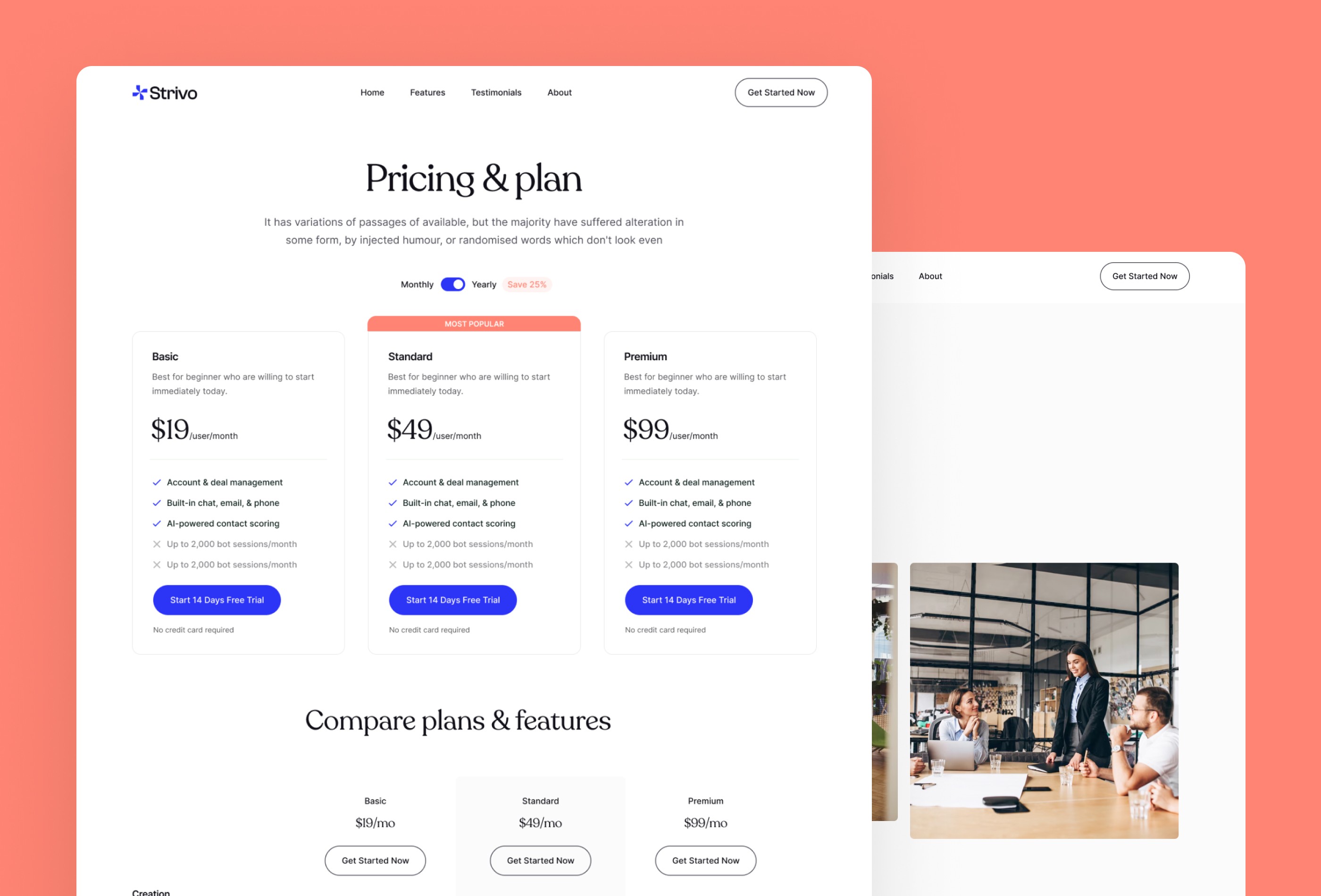 Screenshot 3 for Strivo, a Framer Marketplace template by Framerbite.