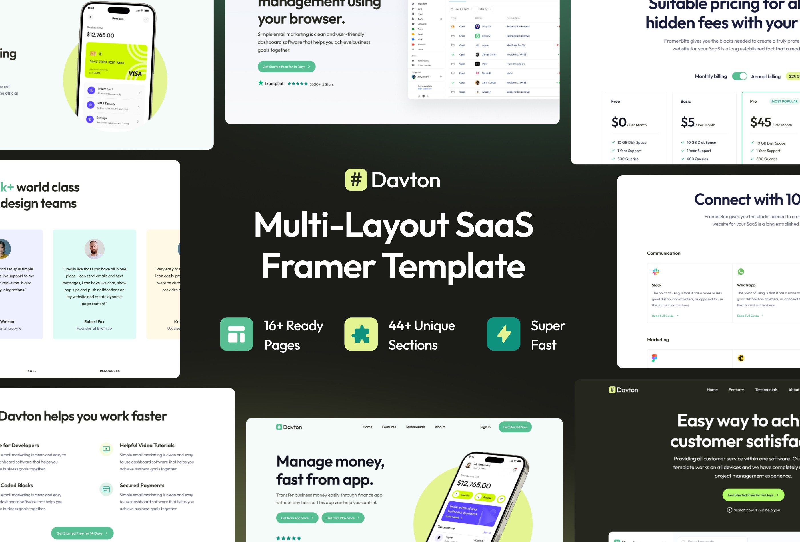 Screenshot 1 for Davton, a Framer Marketplace template by Framerbite.