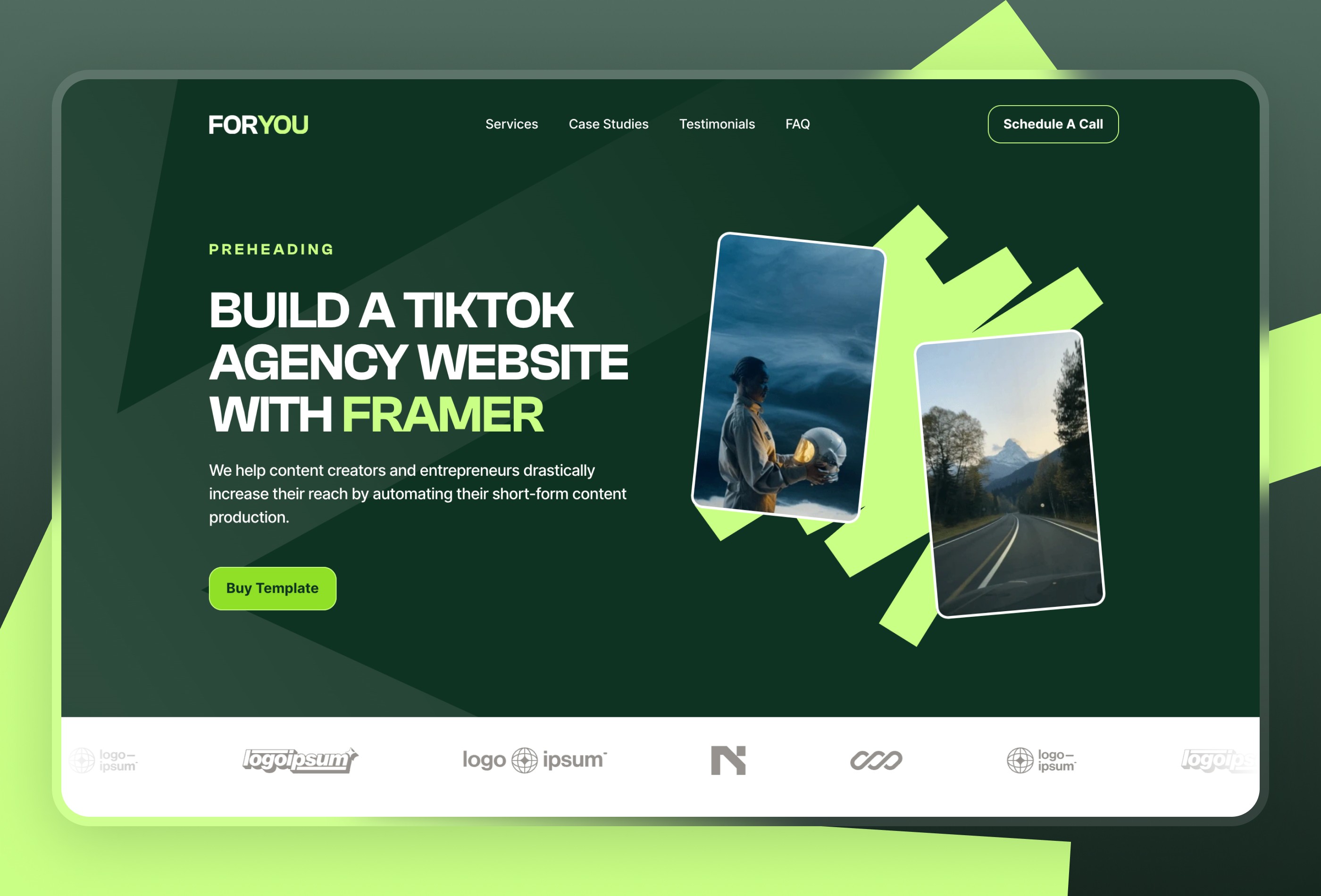 Screenshot 2 for FORYOU, a Framer Marketplace template by Wize.