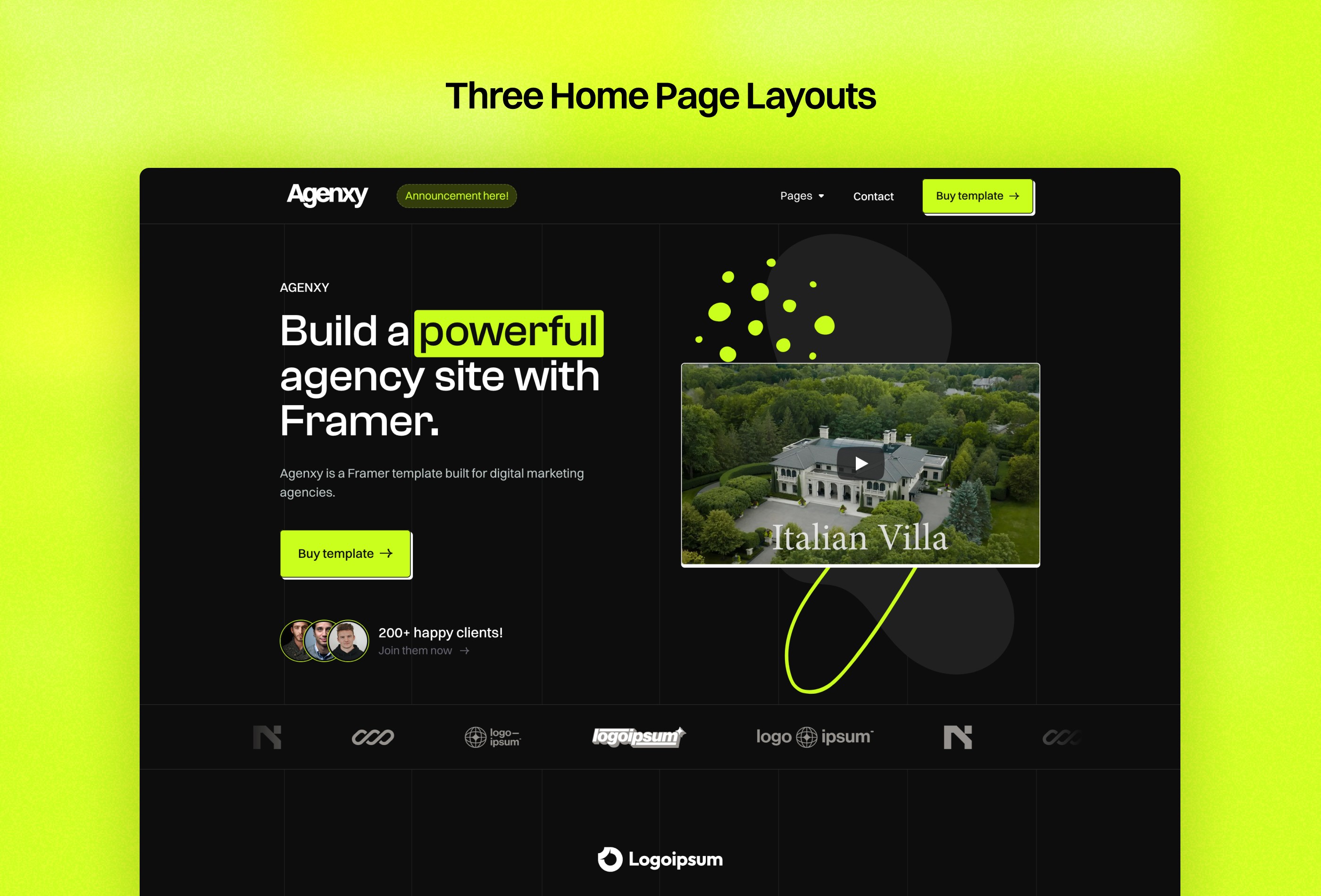 Screenshot 2 for Agenxy, a Framer Marketplace template by Wize.