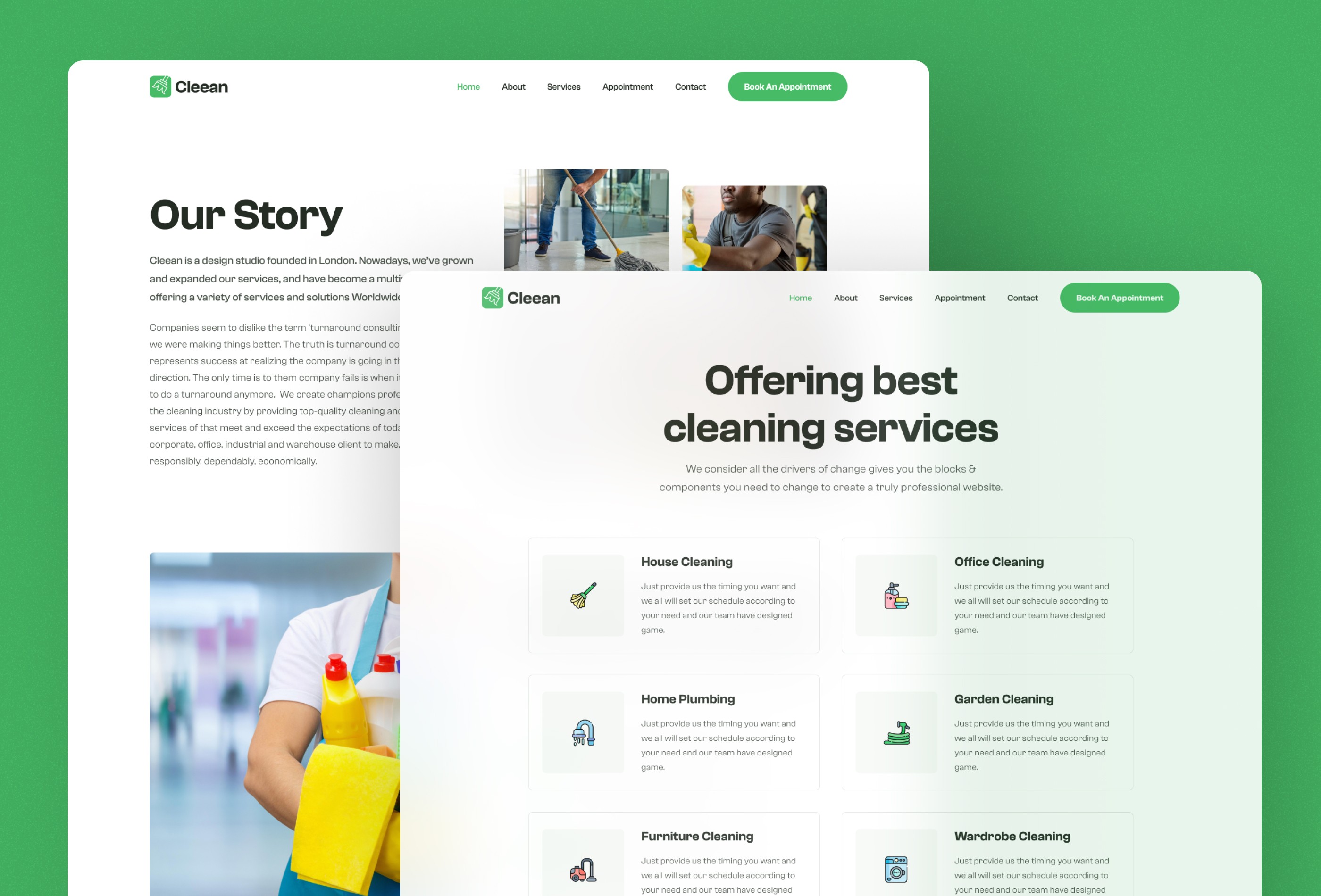 Screenshot 4 for Cleean, a Framer Marketplace template by Framerbite.
