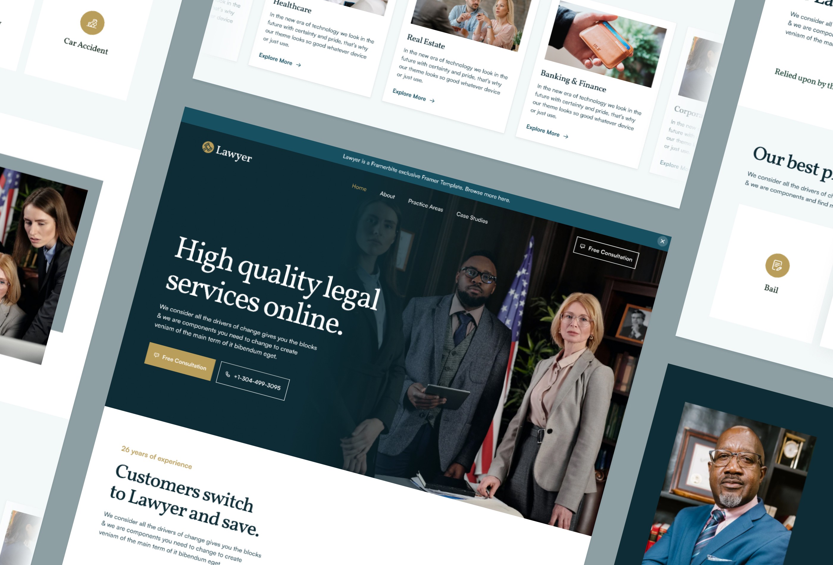 Screenshot 3 for Lawyer, a Framer Marketplace template by Framerbite.