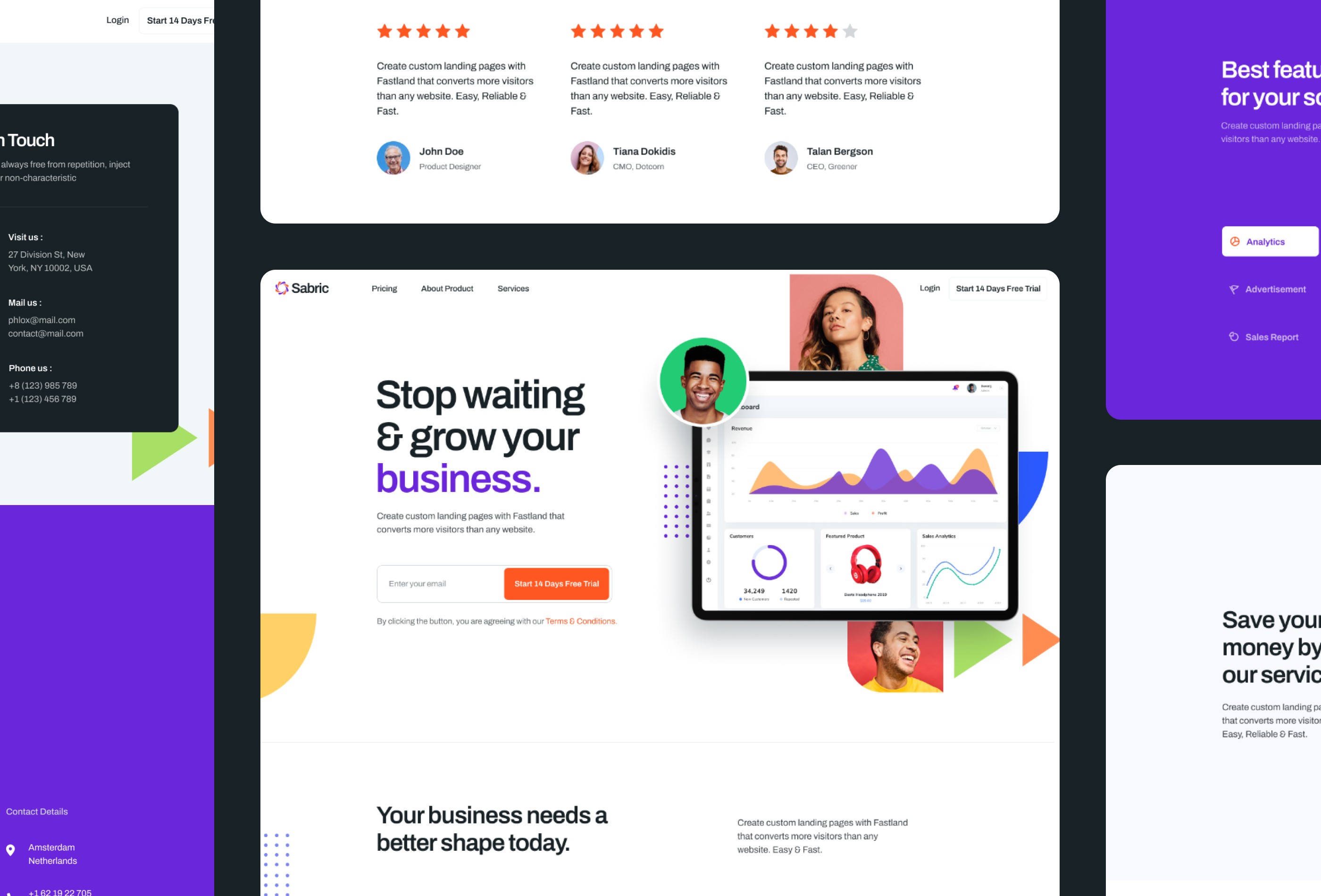 Screenshot 3 for Sabric, a Framer Marketplace template by Framerbite.
