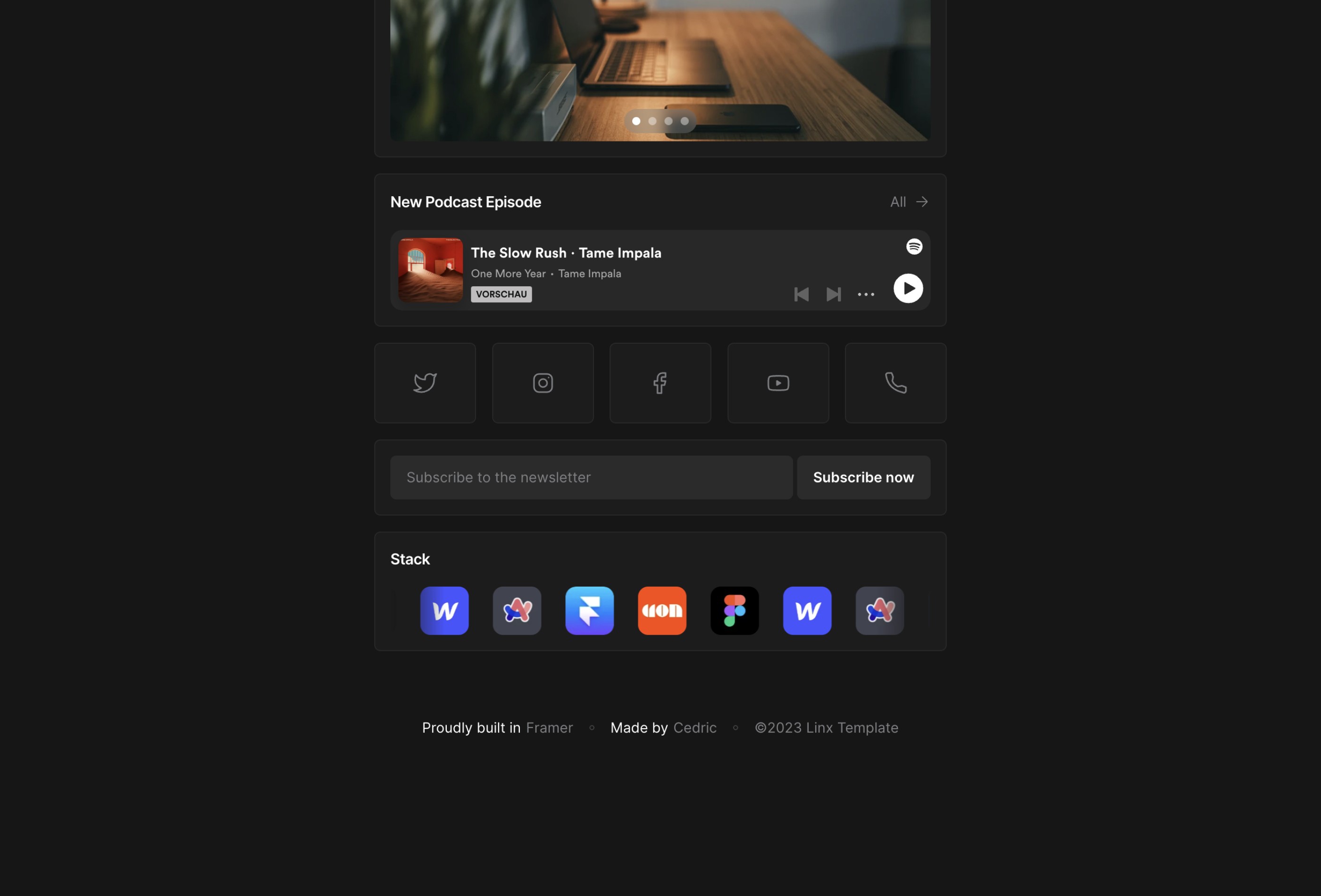 Screenshot 4 for Linx, a Framer Marketplace template by Cédric.