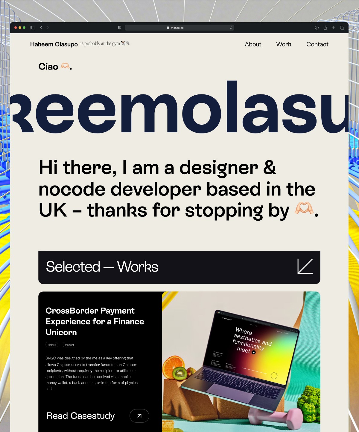 Screenshot 1 for Monso, a Framer Marketplace template by Studio Duo.