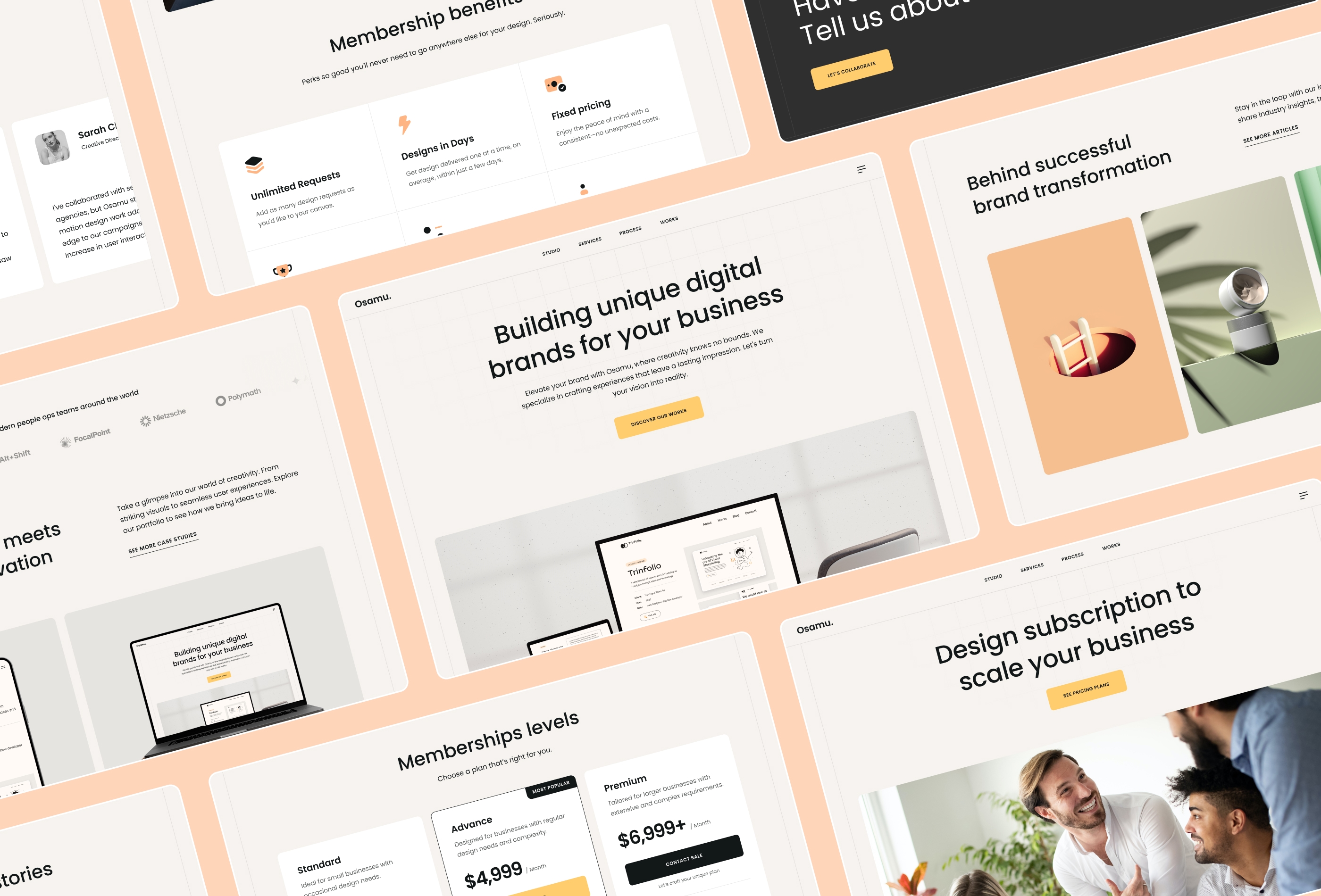 Screenshot 1 for Osamu, a Framer Marketplace template by Kota.