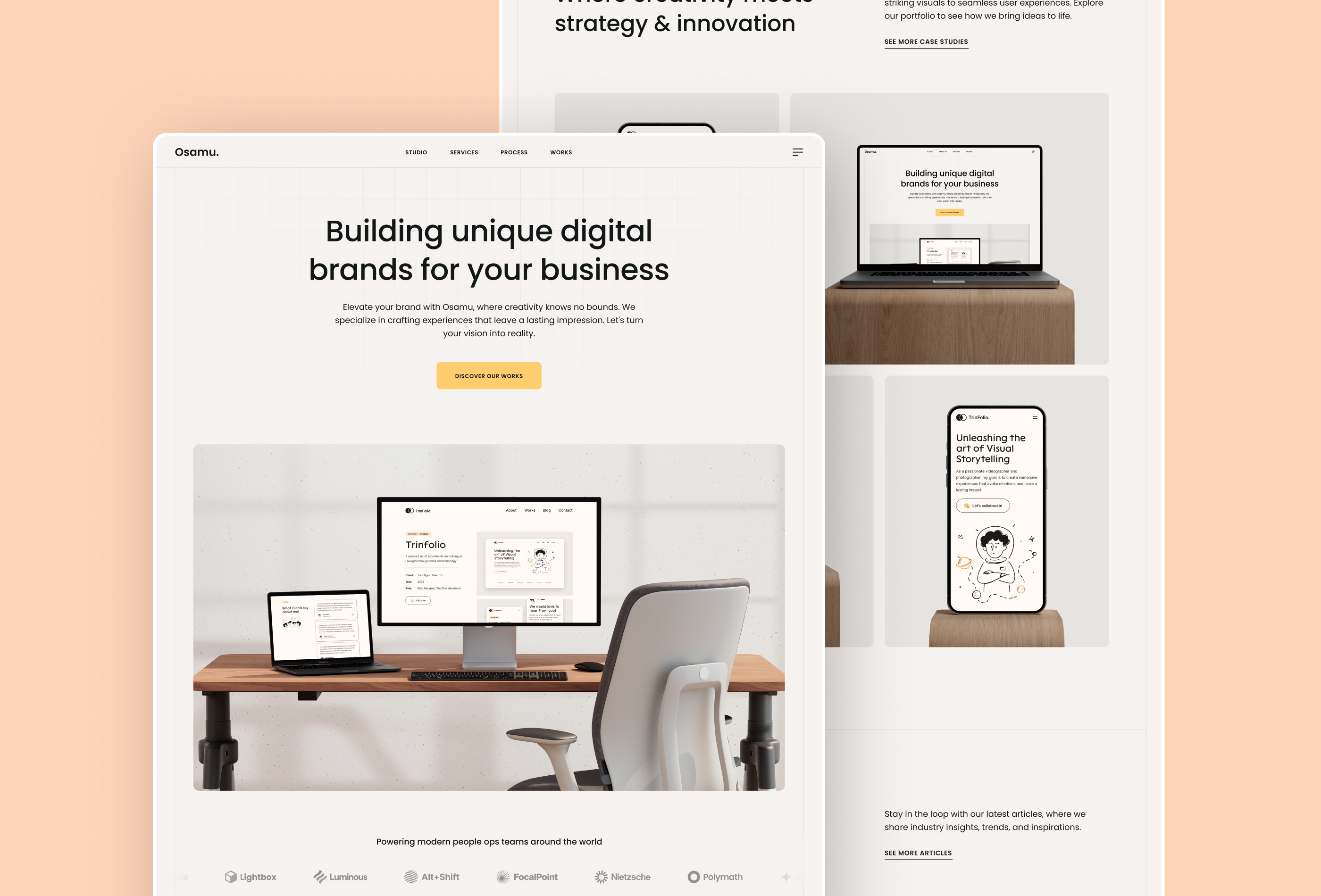 Screenshot 3 for Osamu, a Framer Marketplace template by Kota.